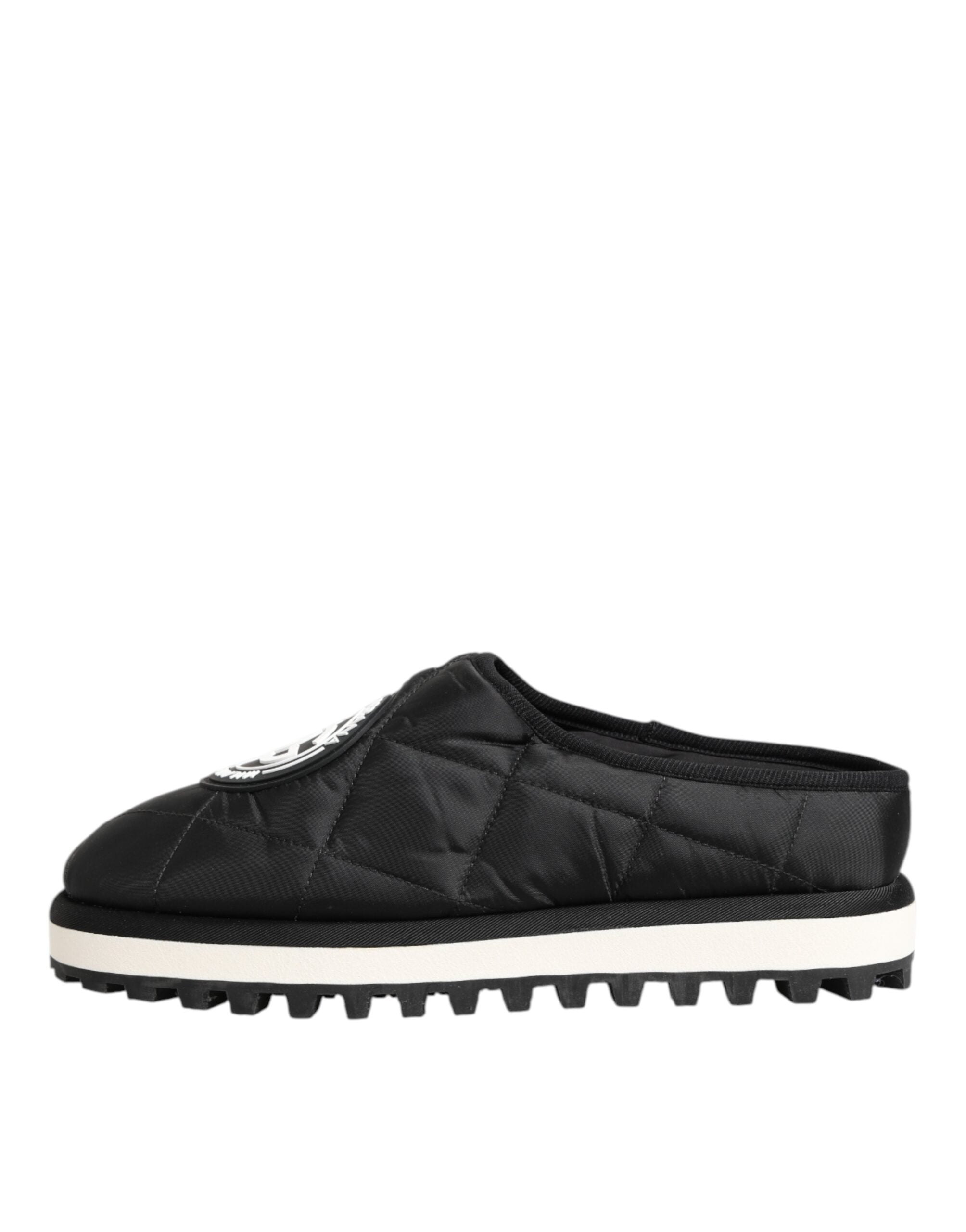 Chaussures sneakers basses en nylon noir Dolce & Gabbana, style slip-on avec design élégant et confort moderne.