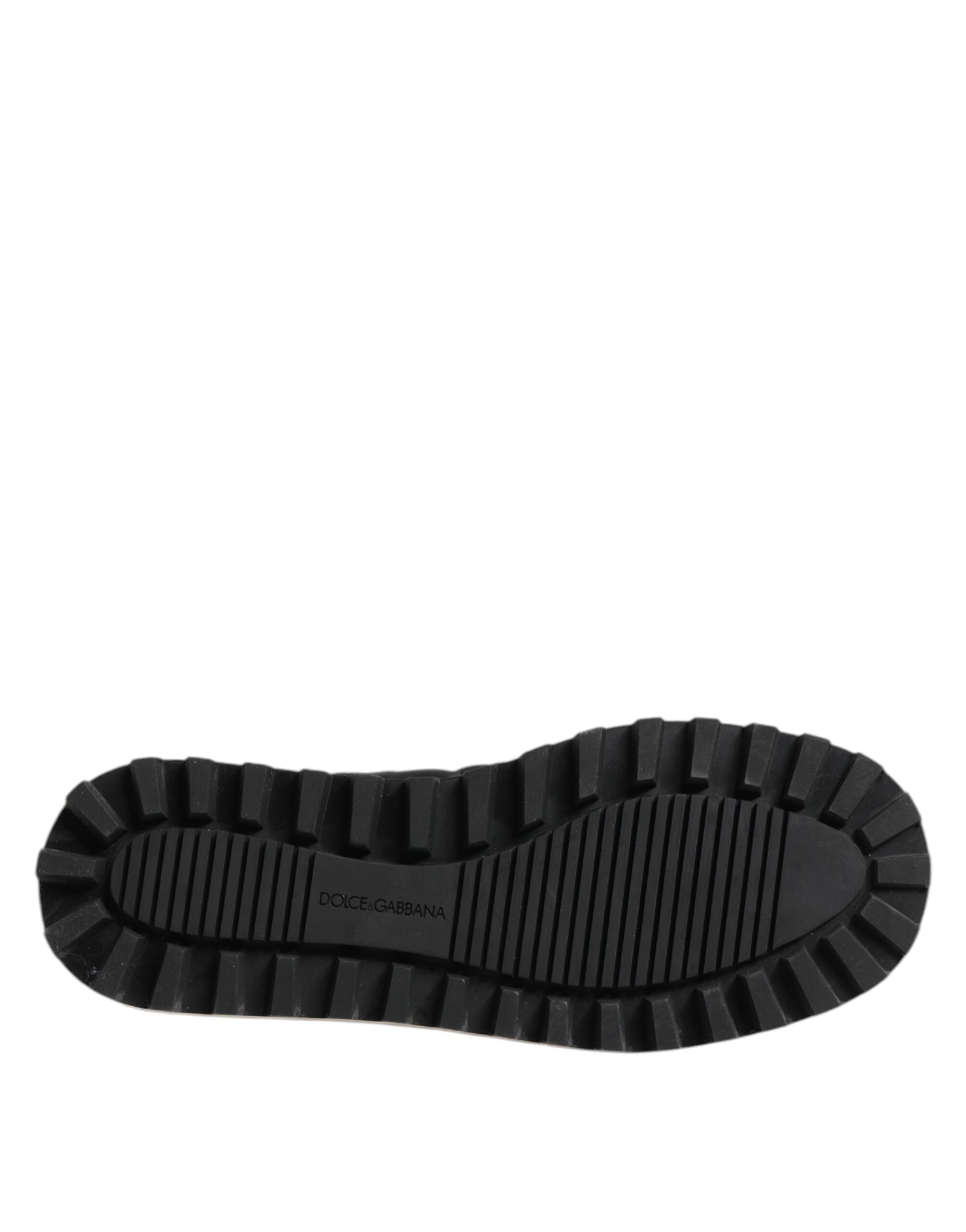 Chaussures slip-on basses en nylon noir de Dolce & Gabbana, sneakers tendance avec design épuré et confort moderne.