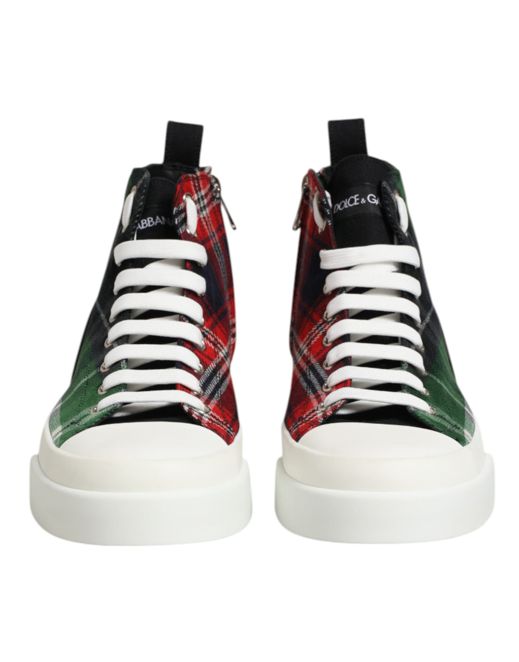 Chaussures sneakers hautes pour hommes Dolce & Gabbana en coton multicolore, style tendance et design coloré visible sur l'image.