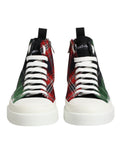 Chaussures sneakers hautes pour hommes Dolce & Gabbana en coton multicolore, style tendance et design coloré visible sur l'image.