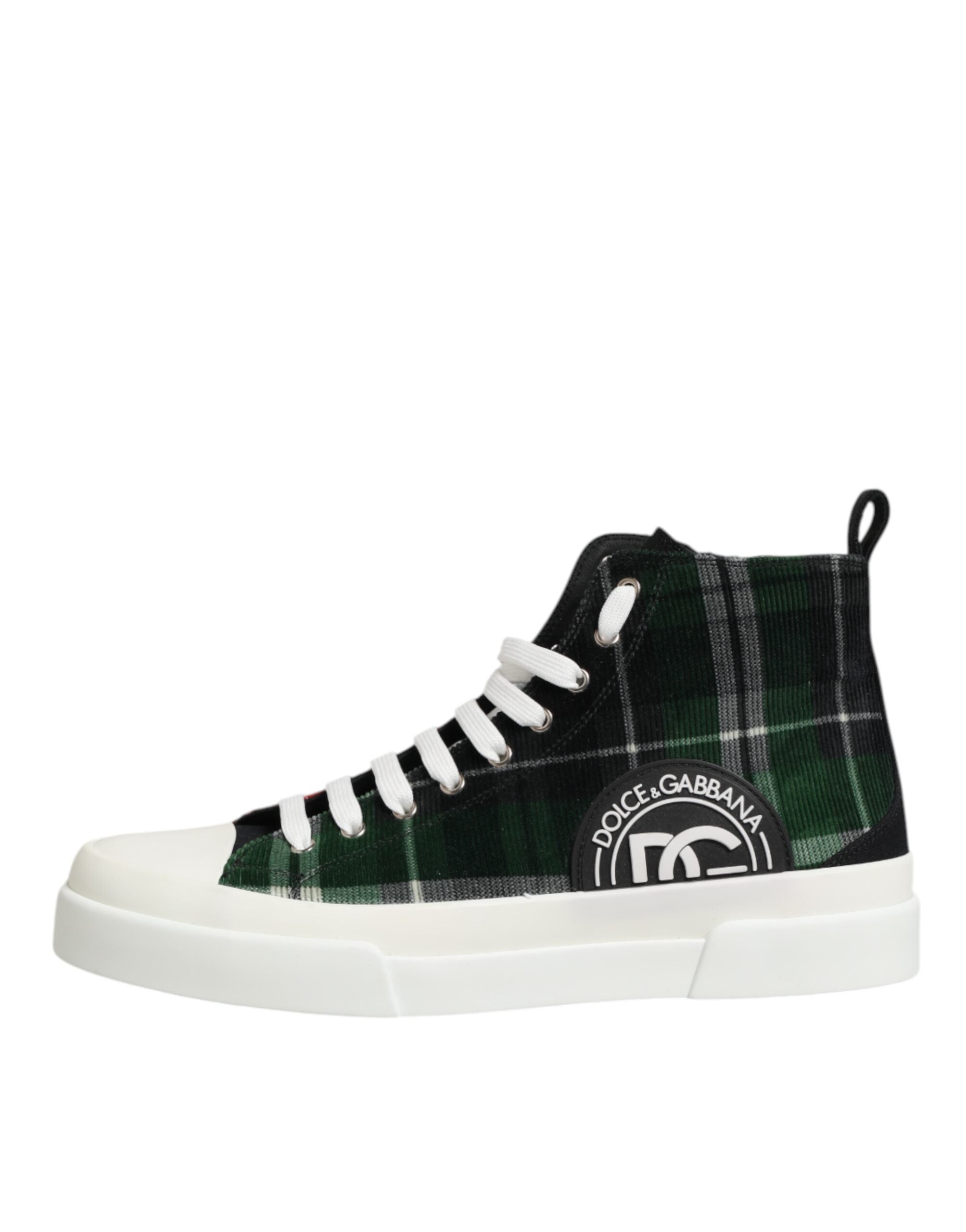 Chaussures de sport hautes Dolce & Gabbana en coton multicolore pour homme, baskets tendance avec semelle blanche.