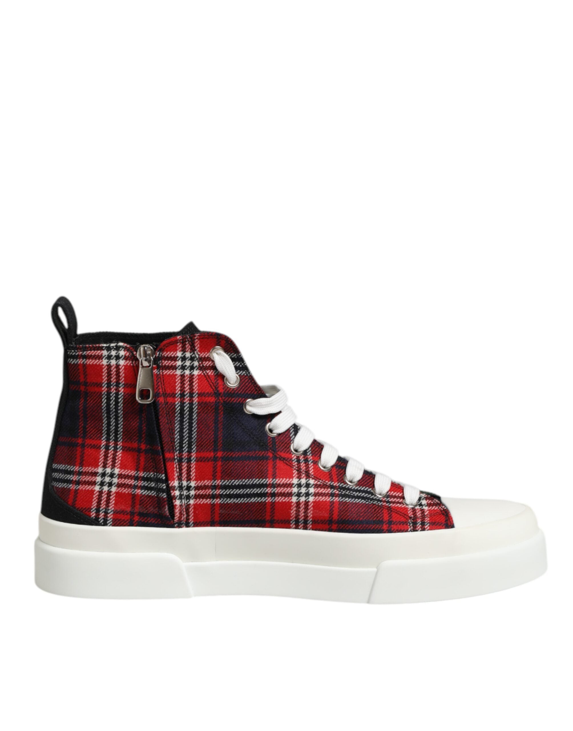 Chaussures sneakers hautes pour hommes Dolce & Gabbana en coton multicolore, vue de face avec détails colorés.