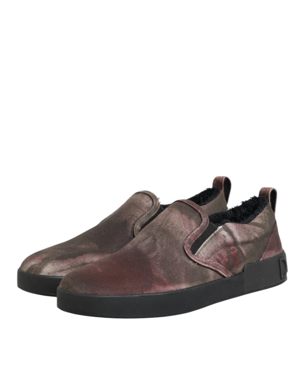 Chaussures basses Dolce & Gabbana en coton multicolore pour homme, sneakers slip-on élégants et confortables.
