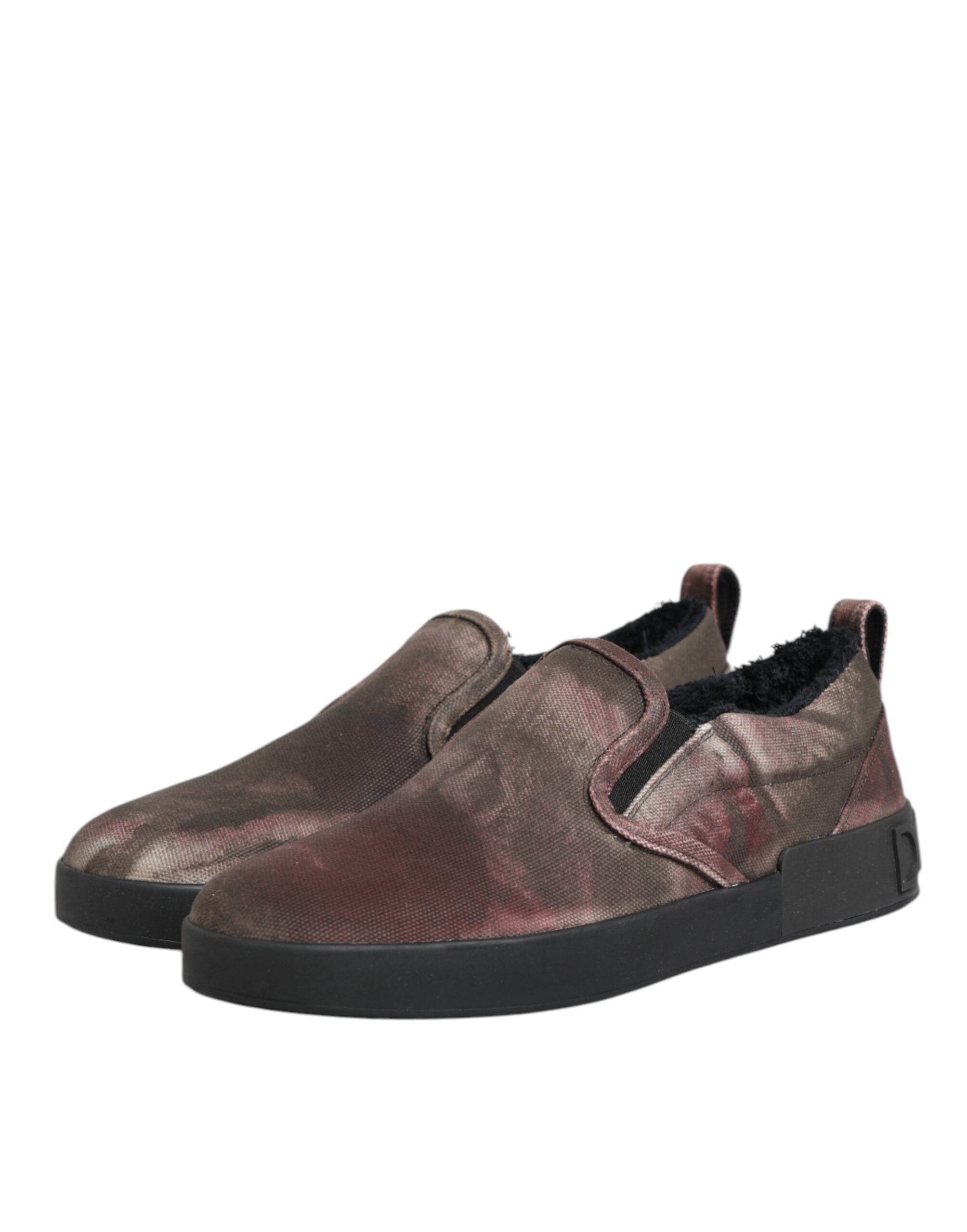 Chaussures basses Dolce & Gabbana en coton multicolore pour homme, sneakers slip-on élégants et confortables.