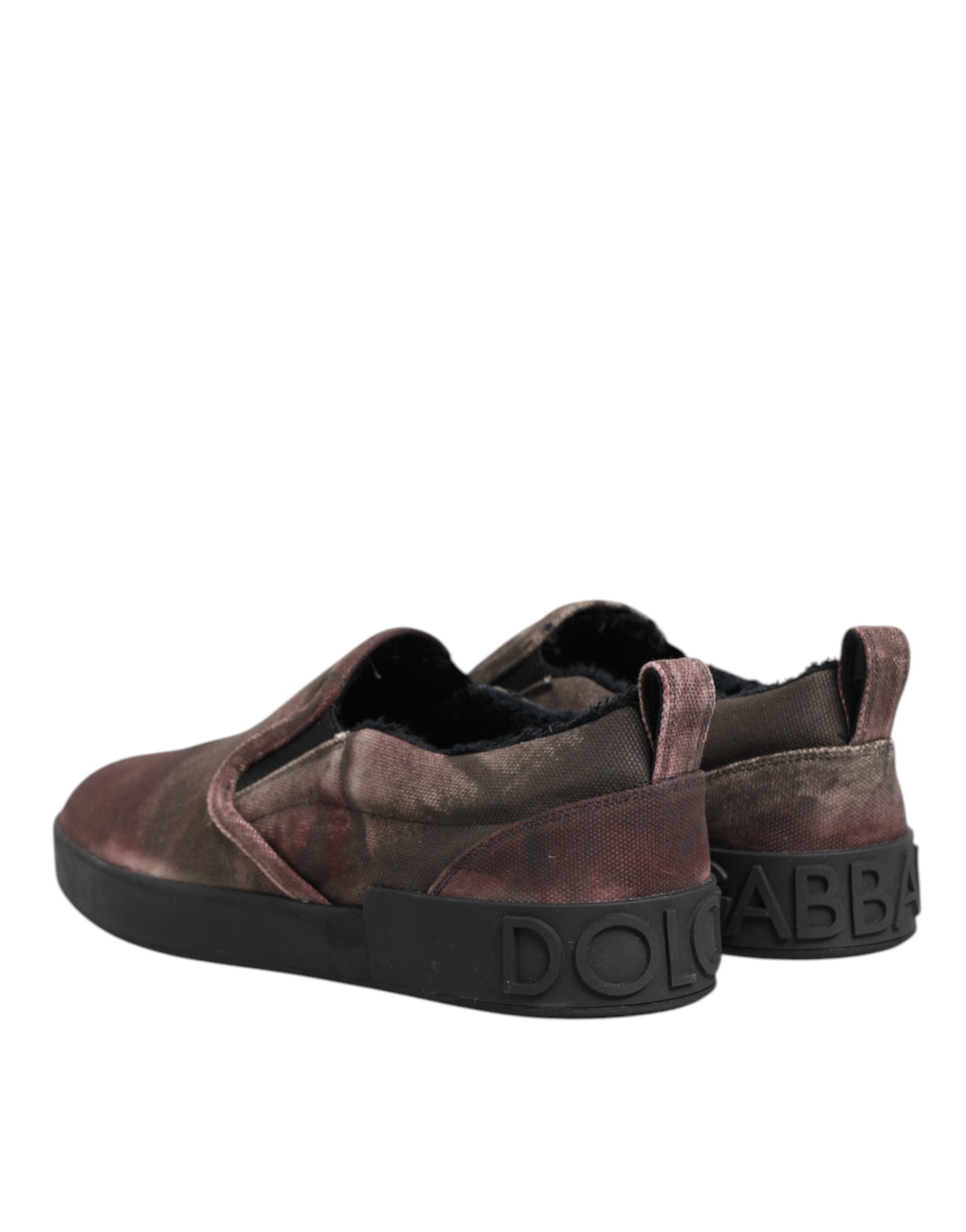 Chaussures sneakers basses pour hommes Dolce & Gabbana en coton multicolore, slip-on, style décontracté et tendance.