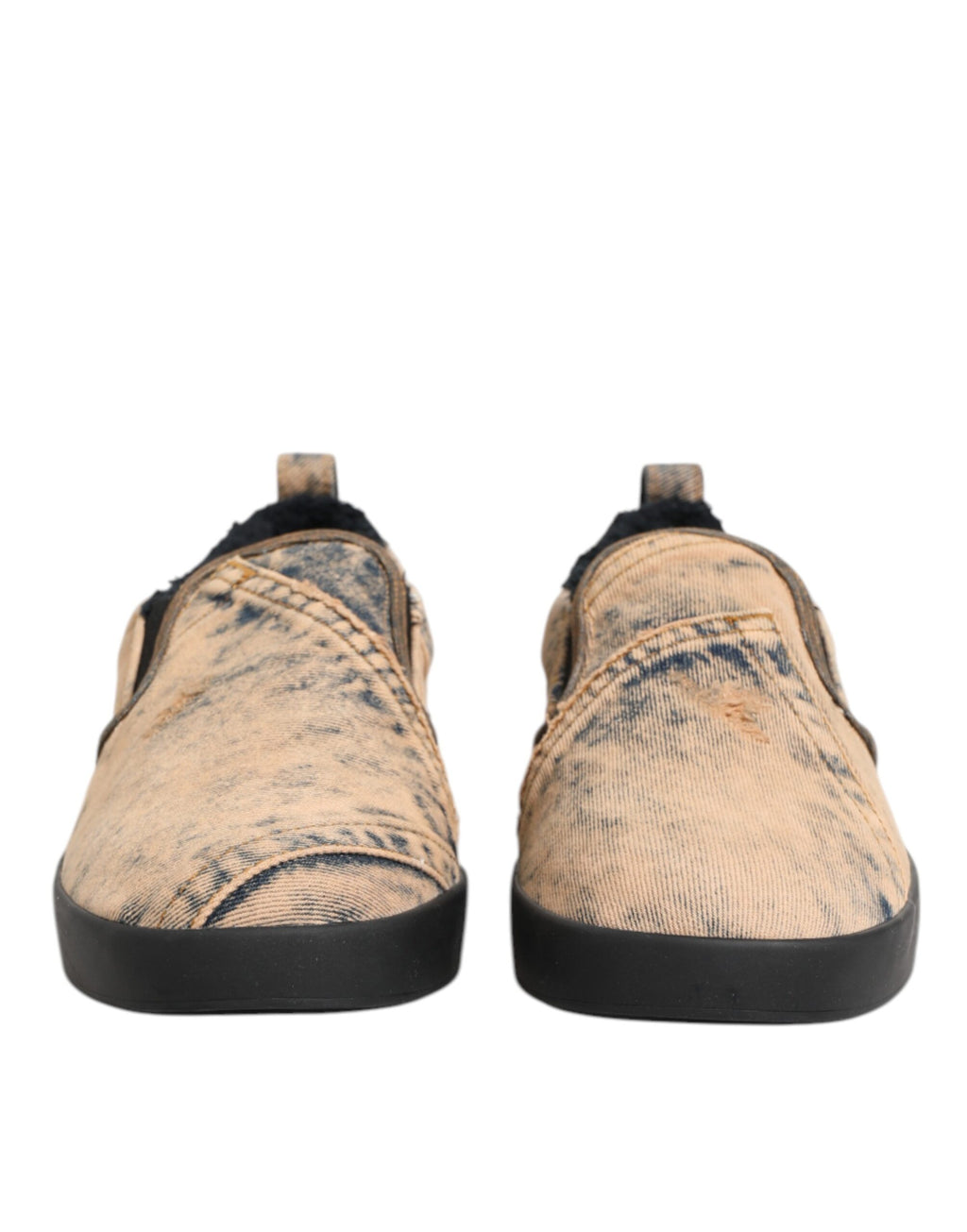 Chaussures Dolce & Gabbana, baskets basses en coton beige, slip-on, style décontracté et confortable, vue de face