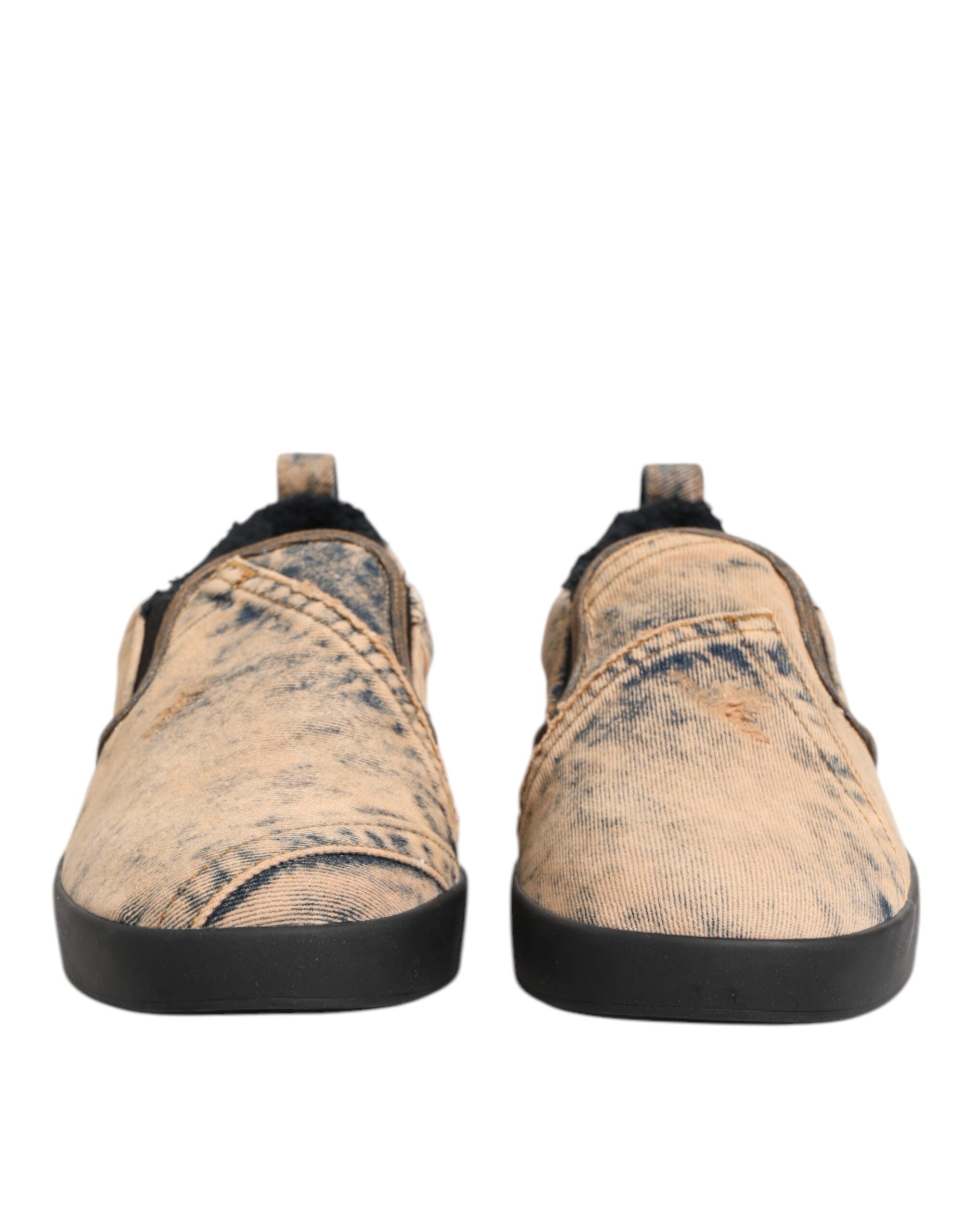 Chaussures Dolce & Gabbana, baskets basses en coton beige, slip-on, style décontracté et confortable, vue de face