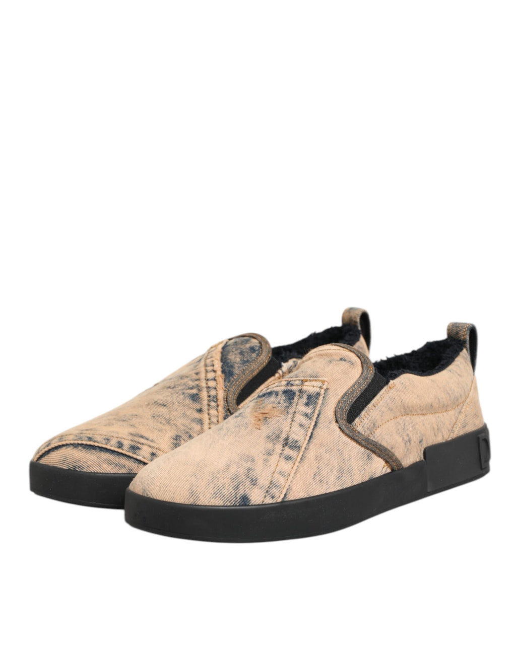 Chaussures Dolce & Gabbana en coton beige, sneakers basses à enfiler, simples et élégantes pour un style décontracté.