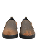 Chaussures sneakers basses Dolce & Gabbana en coton marron, slip-on, style décontracté, vue de face.