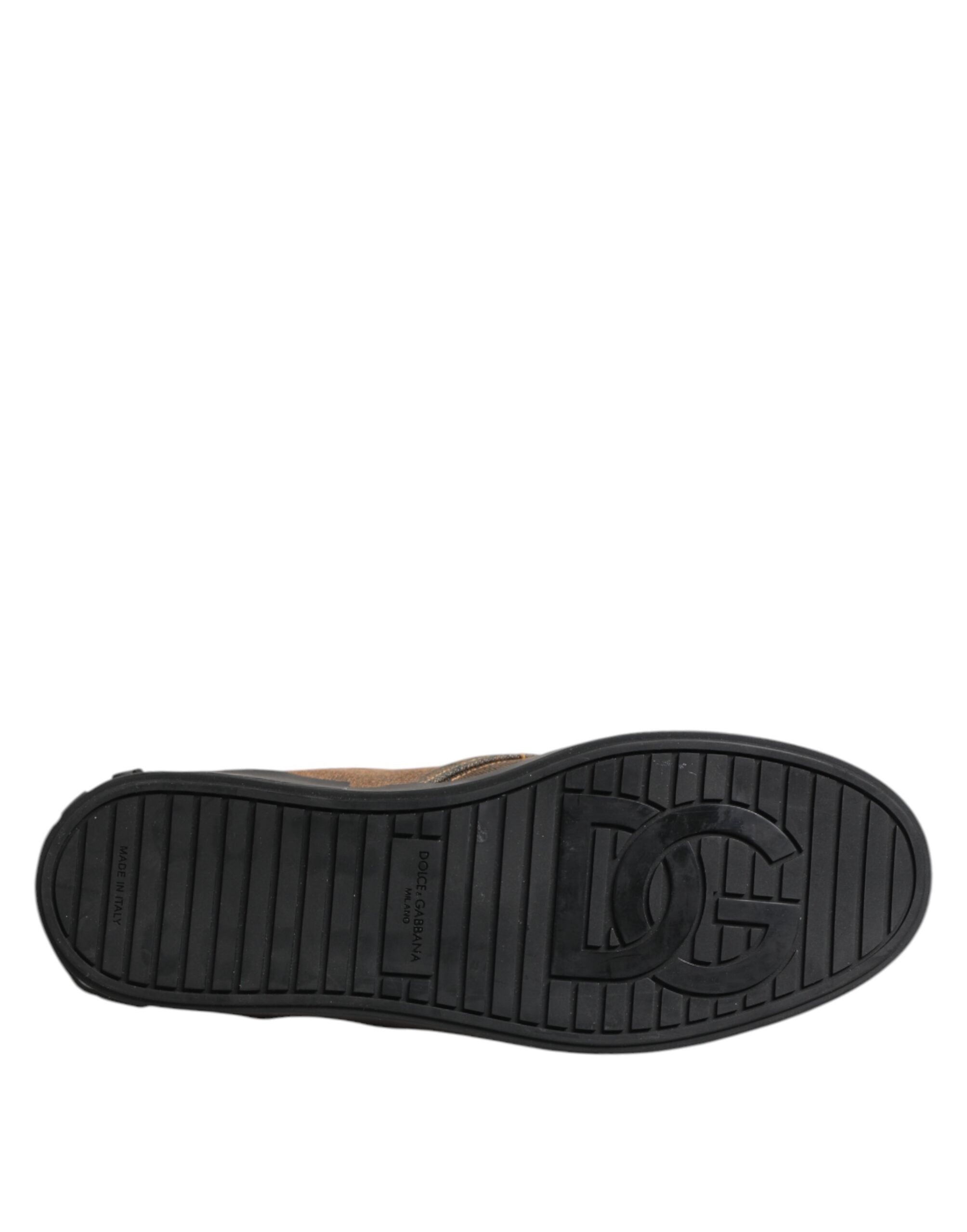 Chaussures Dolce & Gabbana en coton marron, baskets basses à enfiler, style décontracté et élégant.