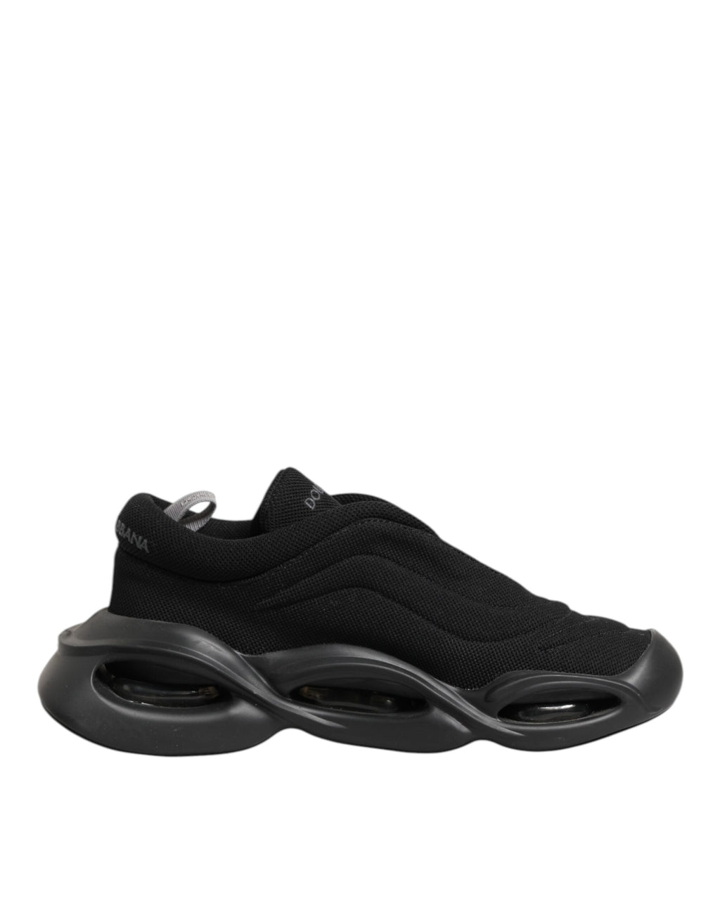 Chaussures de sport basses Dolce & Gabbana à lacets noirs avec motif en vague, pour hommes.