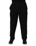 Pantalon homme Emporio Armani en coton mélangé noir avec logo sur la ceinture, style décontracté et élégant.