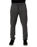 Pantalon jogging Dolce & Gabbana en coton gris, style décontracté avec taille élastique et poches latérales, pour homme