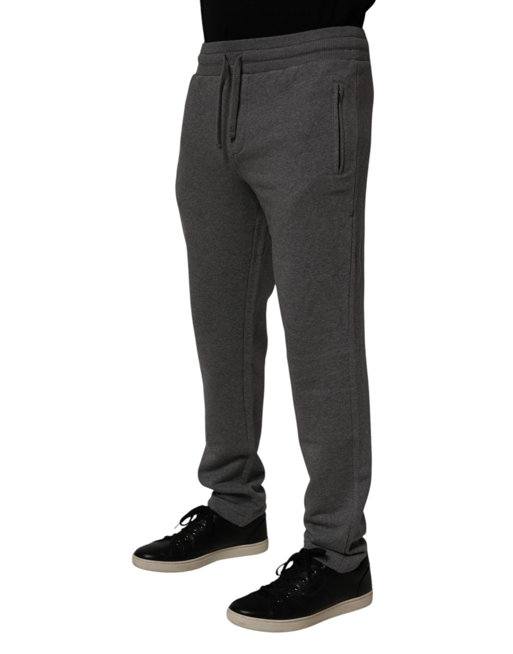 Pantalon jogger en coton gris Dolce & Gabbana, pantalon décontracté avec taille élastique et poches.