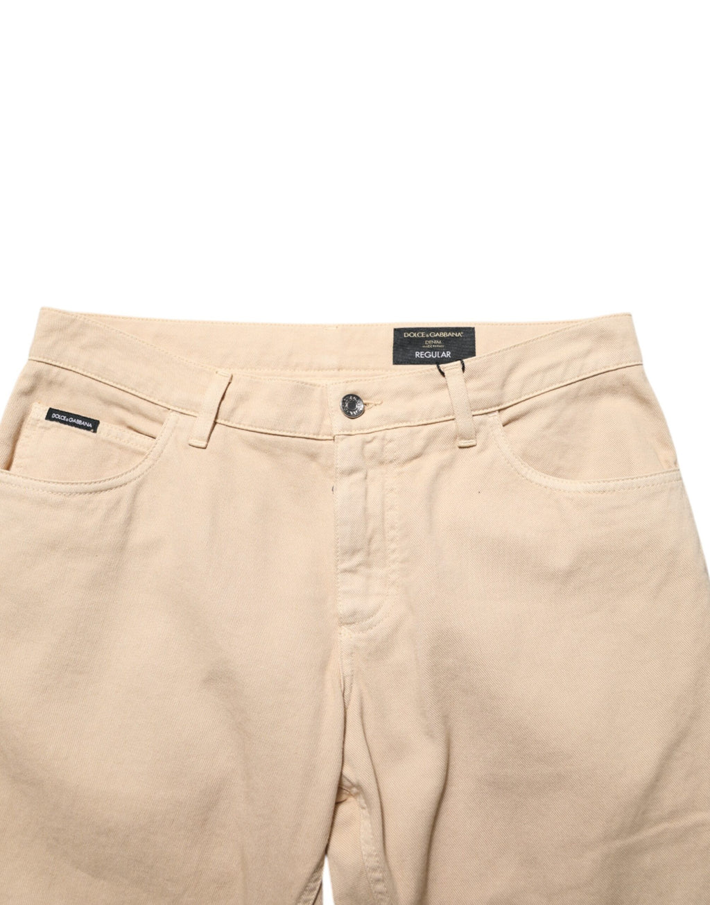 Jeans skinny en coton beige de Dolce & Gabbana pour homme, coupe régulière en denim.