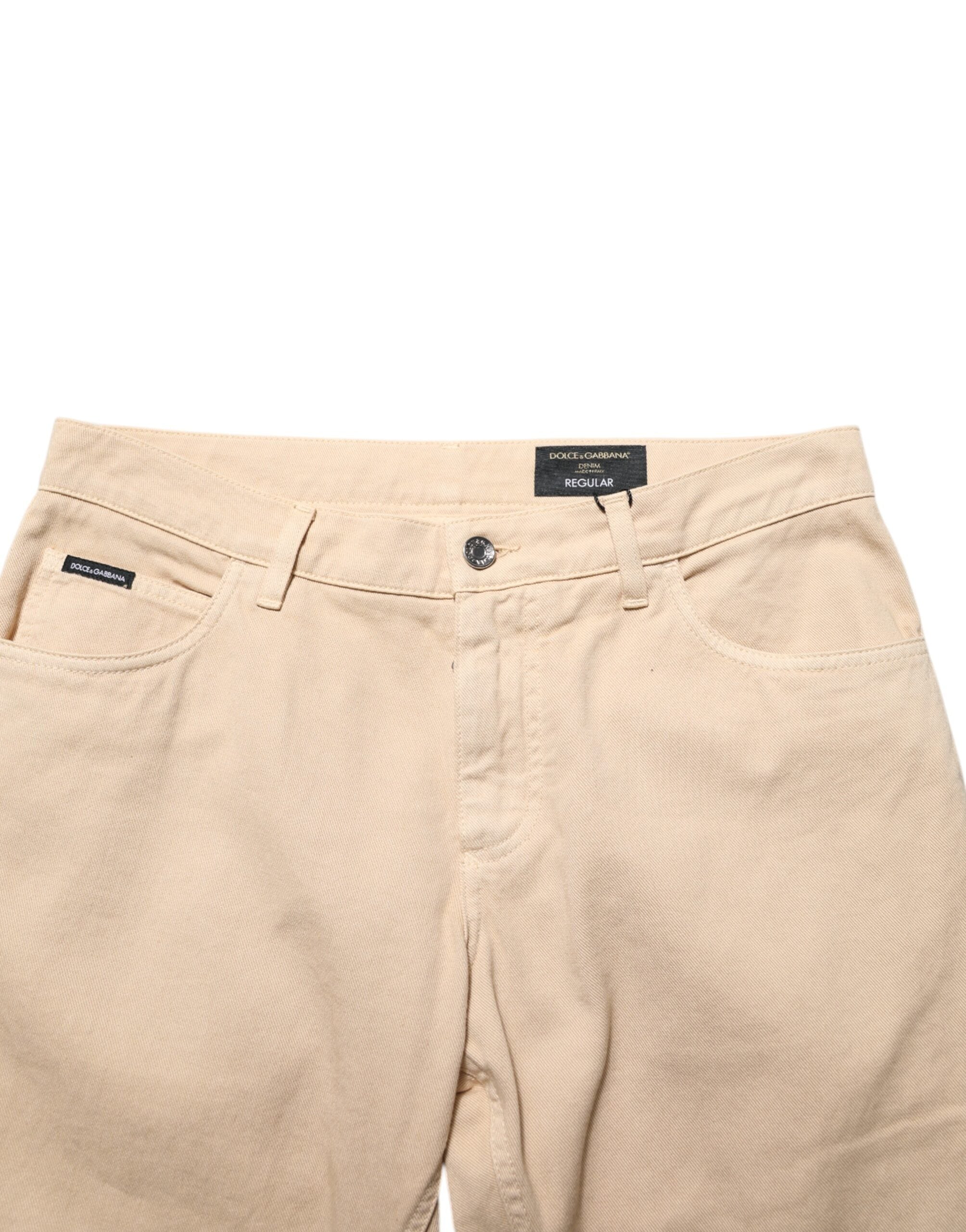 Jeans skinny en coton beige de Dolce & Gabbana pour homme, coupe régulière en denim.
