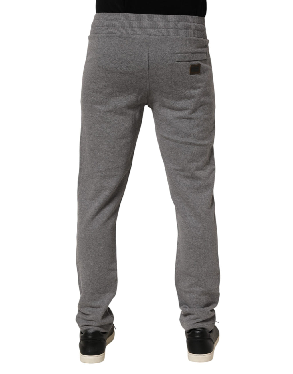 Pantalon jogger en coton gris Dolce & Gabbana, pantalon décontracté avec ceinture élastique et poches latérales.