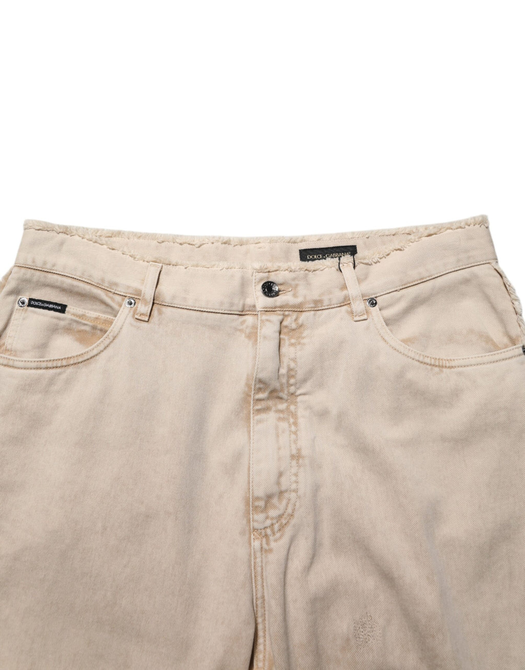 Pantalon en jean droit en coton beige de Dolce & Gabbana, style classique et élégant, visible en image.