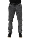 Pantalon en denim gris Dolce & Gabbana, coupe slim, en coton, visible avec poches et finition soignée.