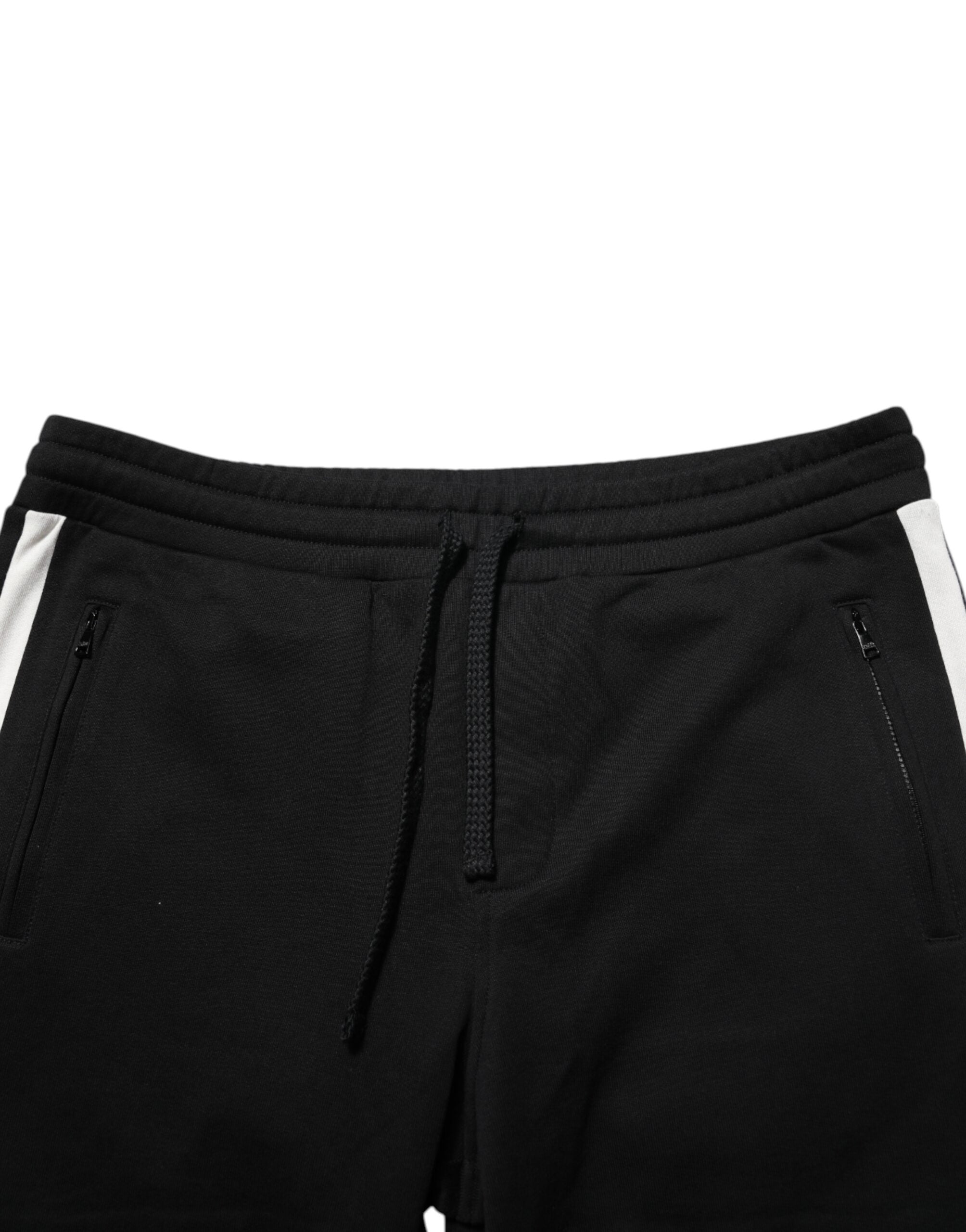 Pantalons joggers en coton noir Dolce & Gabbana, style décontracté avec poches et taille élastique.