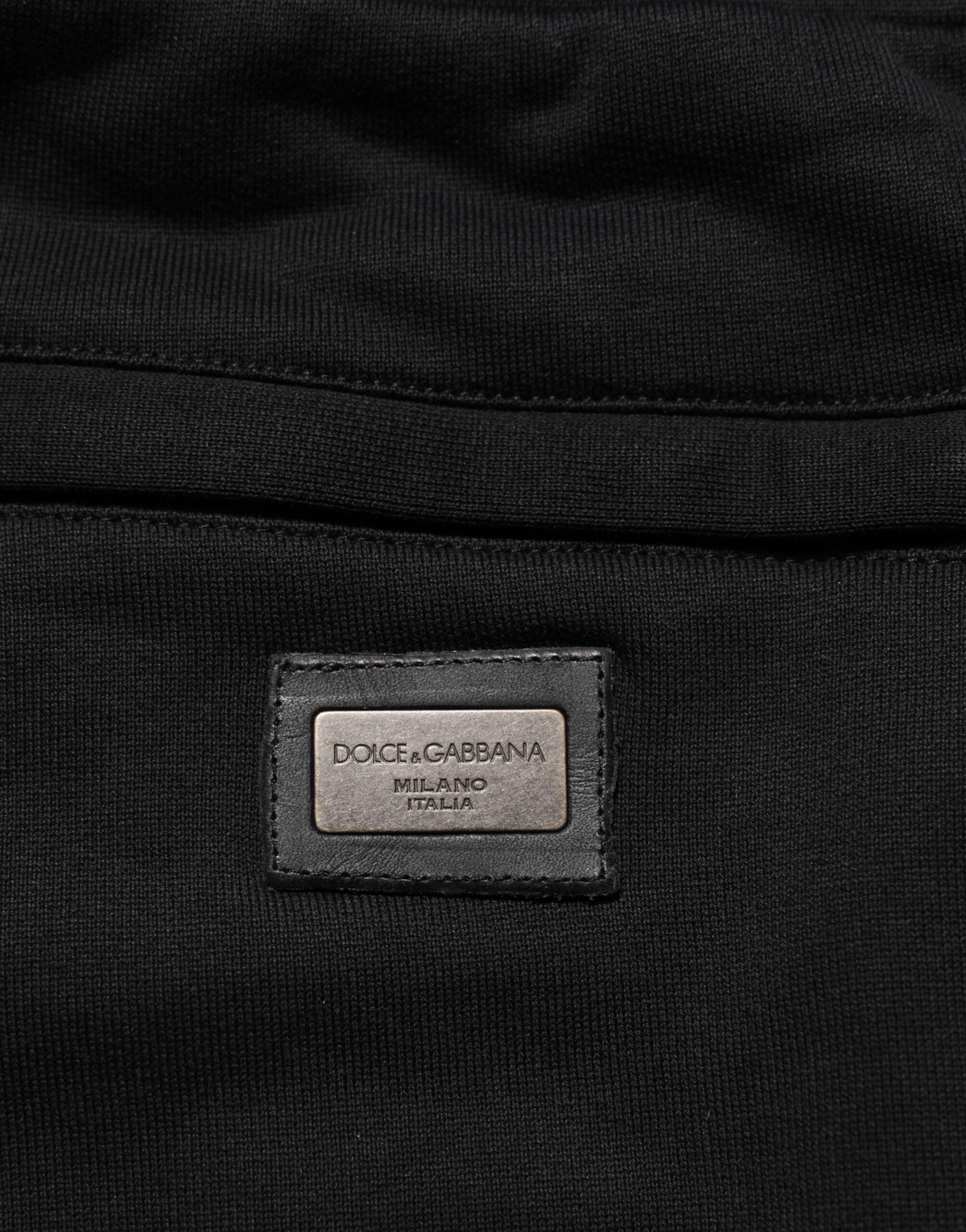 Pantalons joggers Dolce & Gabbana en coton noir, style décontracté avec taille élastique et poches latérales.