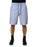 Shorts bermuda en lin pour homme Dolce & Gabbana Light Blue, mi-hauteur, style décontracté, visible en couleur bleu clair.