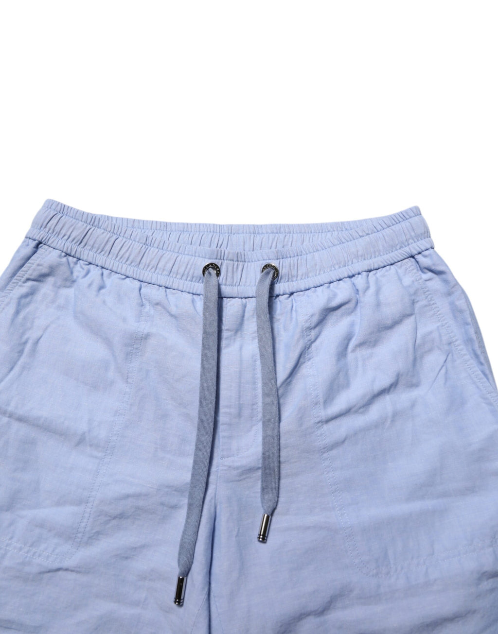 Shorts bermuda en lin Dolce & Gabbana Light Blue pour homme, taille mi-haute, décontractés et confortables.