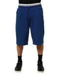 Shorts bermuda en coton mélangé bleu Dolce & Gabbana, sweatpants confortables avec logo.