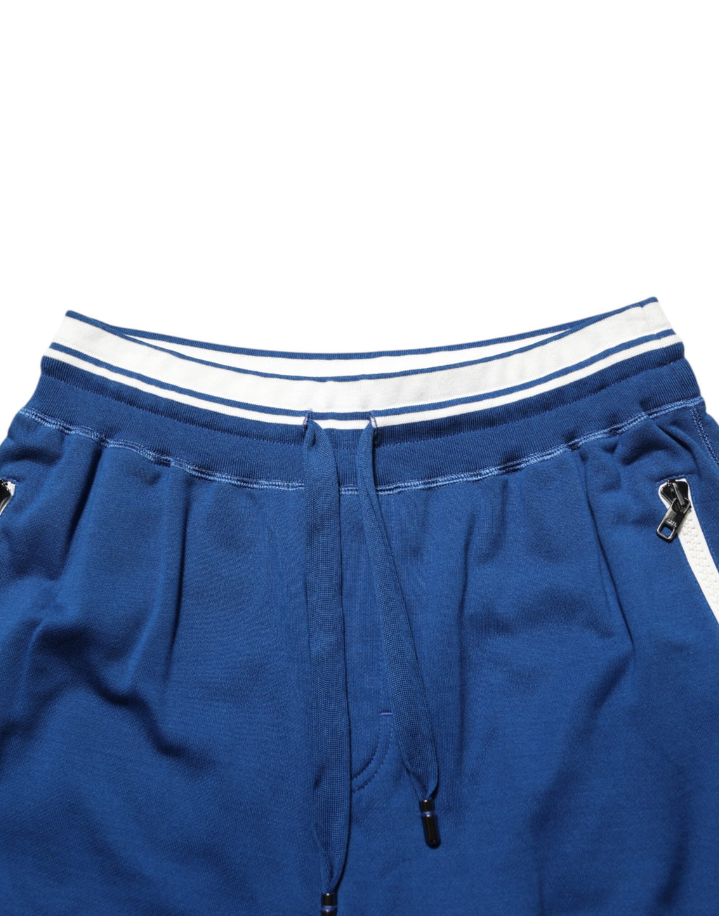 Shorts Bermuda Dolce & Gabbana en coton mélangé bleu avec logo, vue de face, mode décontractée, style élégant et confortable.