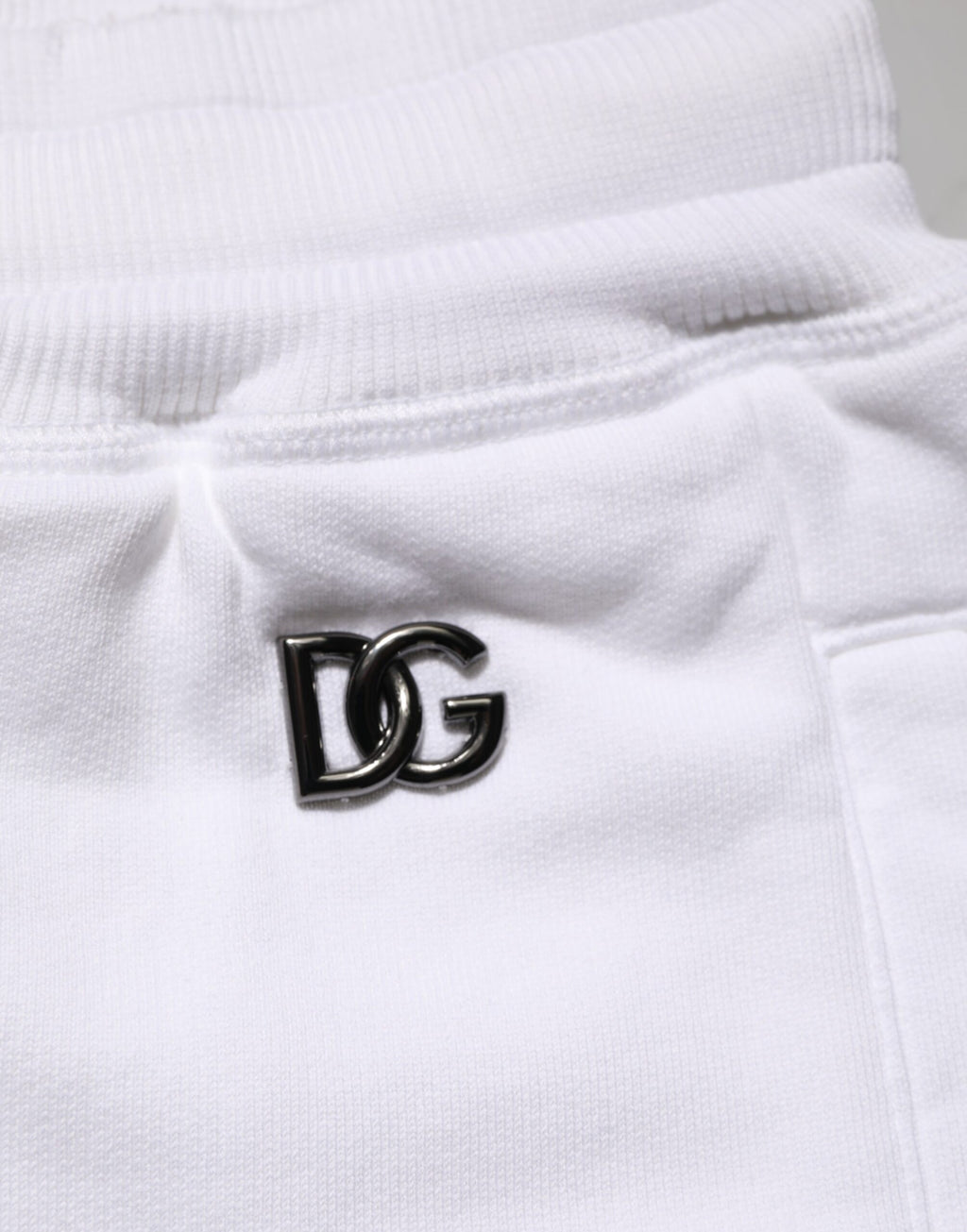 Shorts bermuda en coton blanc déchiré de Dolce & Gabbana, pantalon de sweat décontracté pour homme.