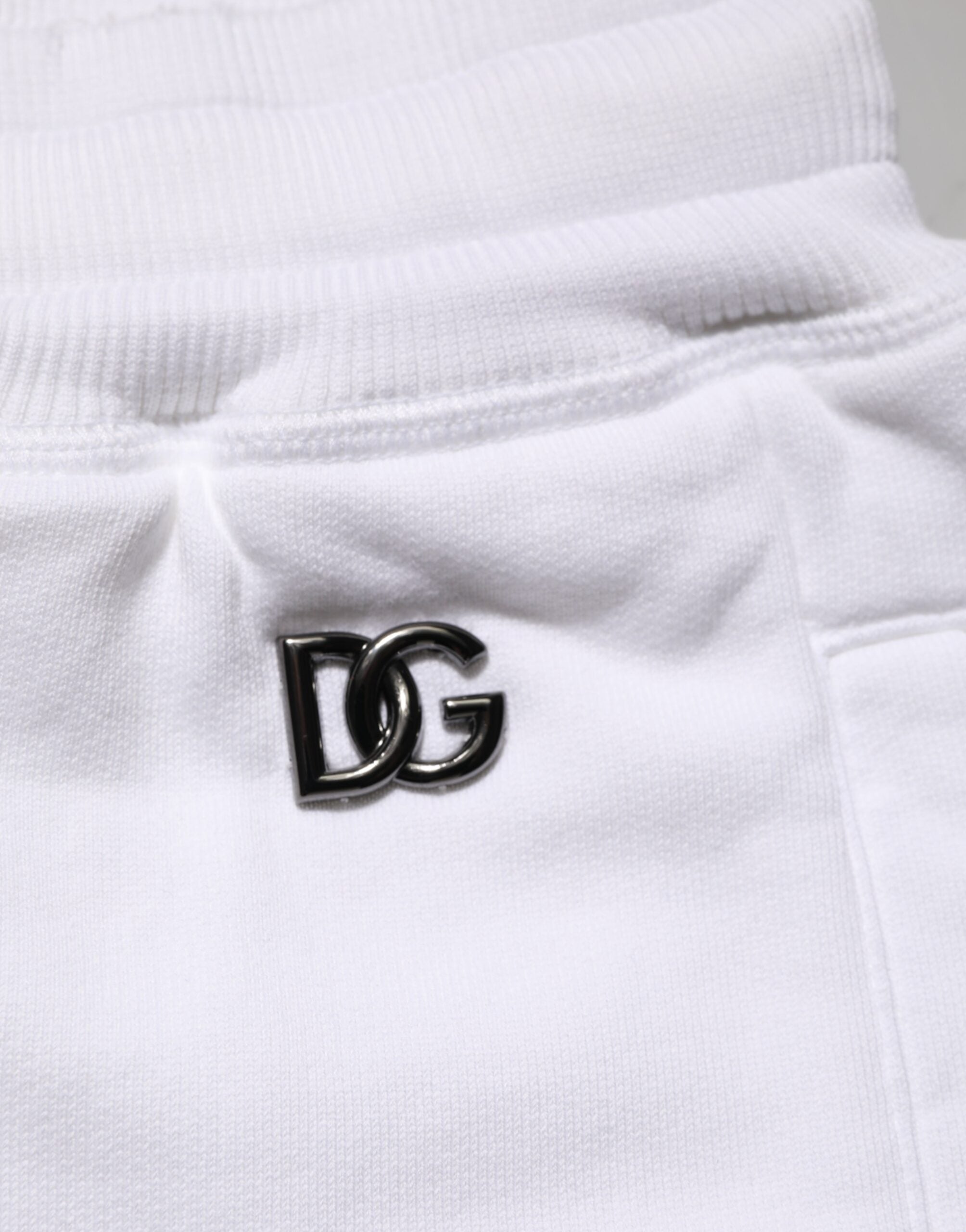 Shorts bermuda en coton blanc déchiré de Dolce & Gabbana, pantalon de sweat décontracté pour homme.