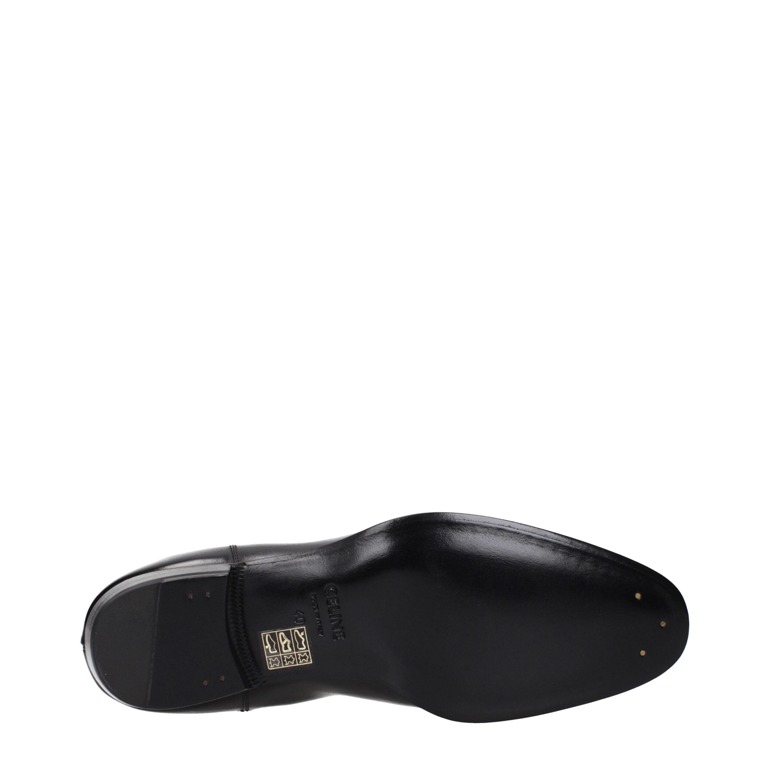 Bottines à cheville en cuir noir de Celine, chaussures élégantes avec talon pour femme.
