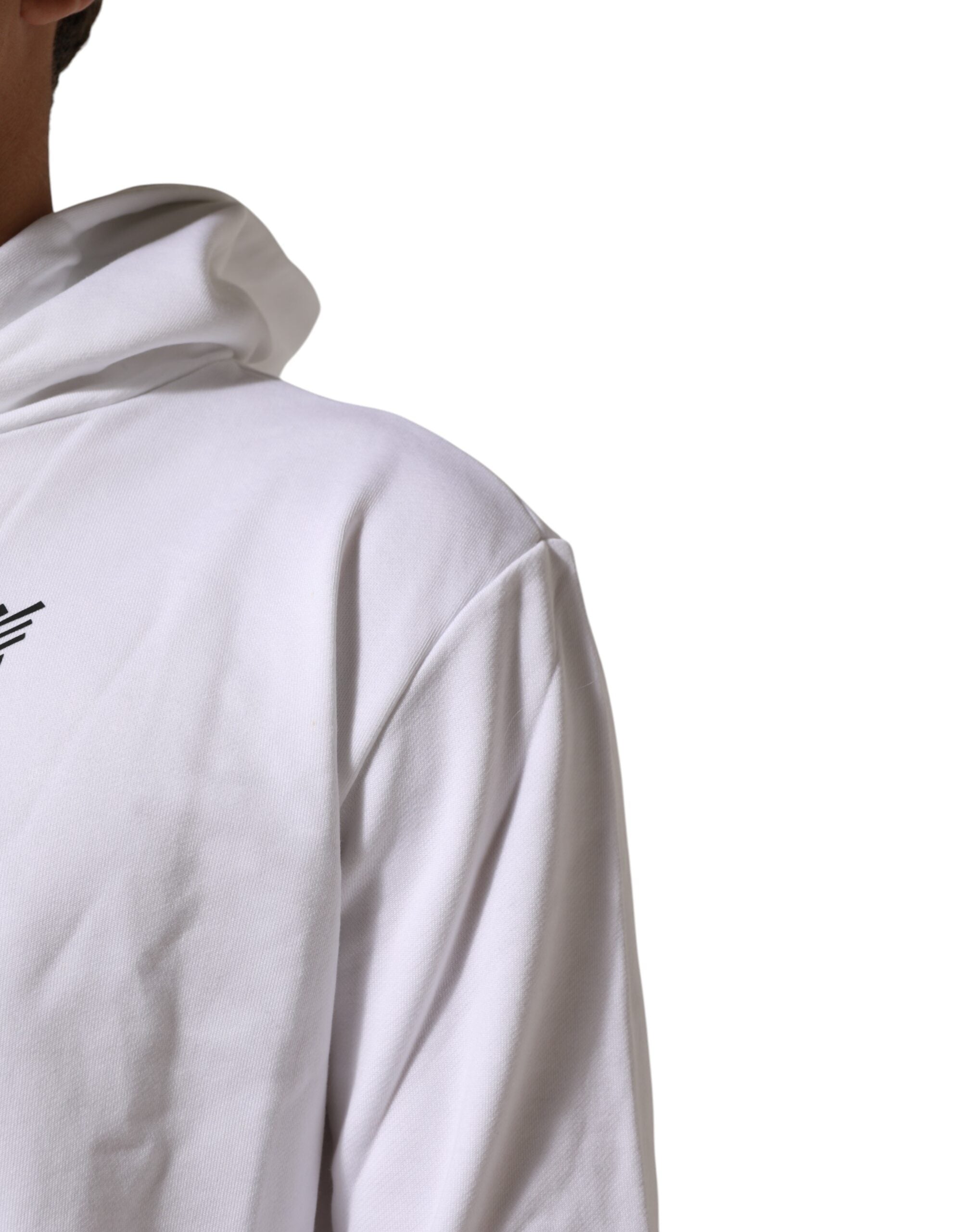 Sweat à capuche blanc Dolce & Gabbana avec motif cœur sacré, manches longues et logo sur la poitrine.