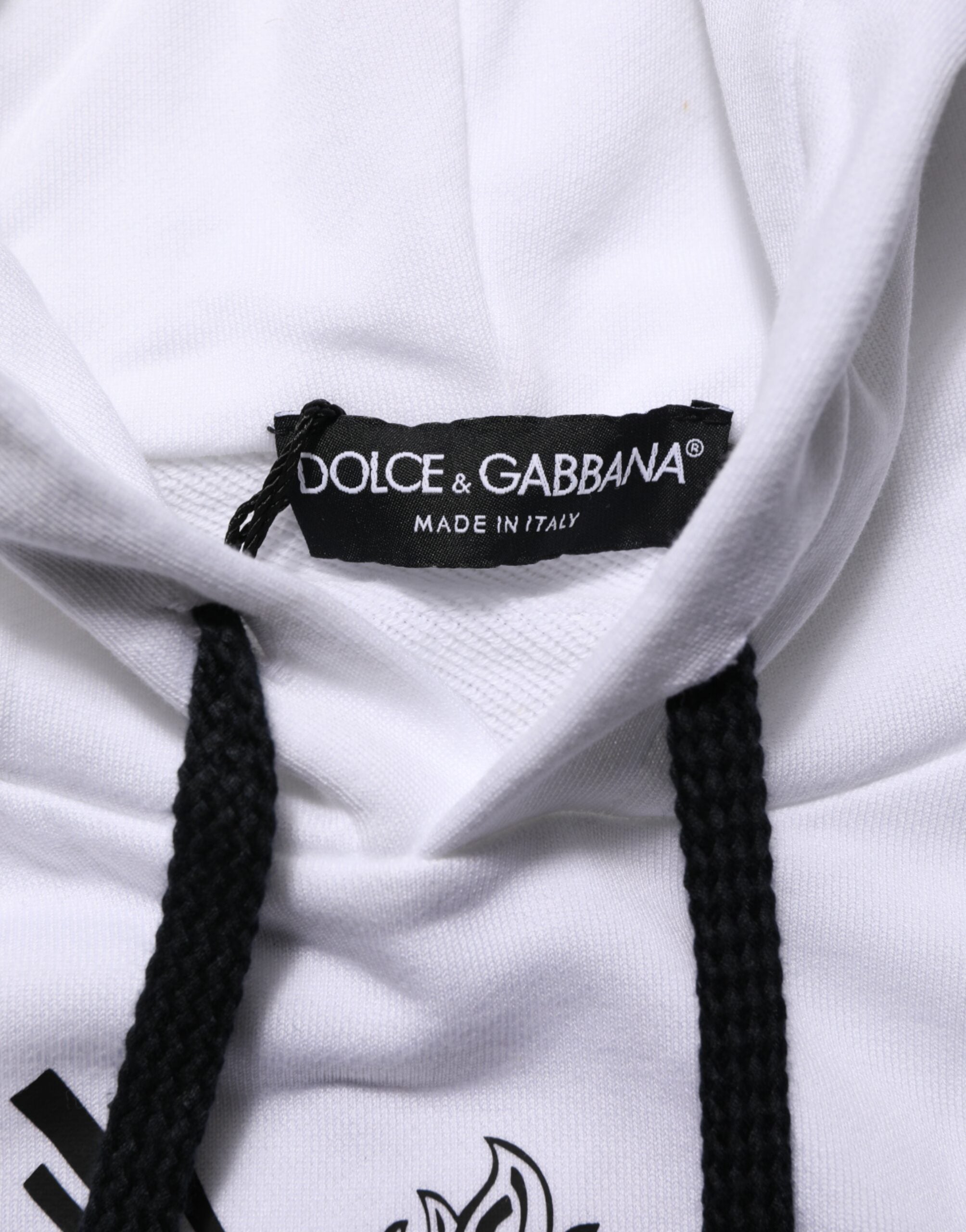 Sweat-shirt à capuche blanc Dolce & Gabbana Sacred Heart avec logo et design religieux, en coton doux.