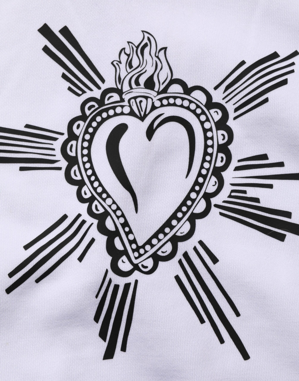 Sweat à capuche blanc Dolce & Gabbana Sacred Heart, pull-over en coton avec logo et détails graphiques visibles.