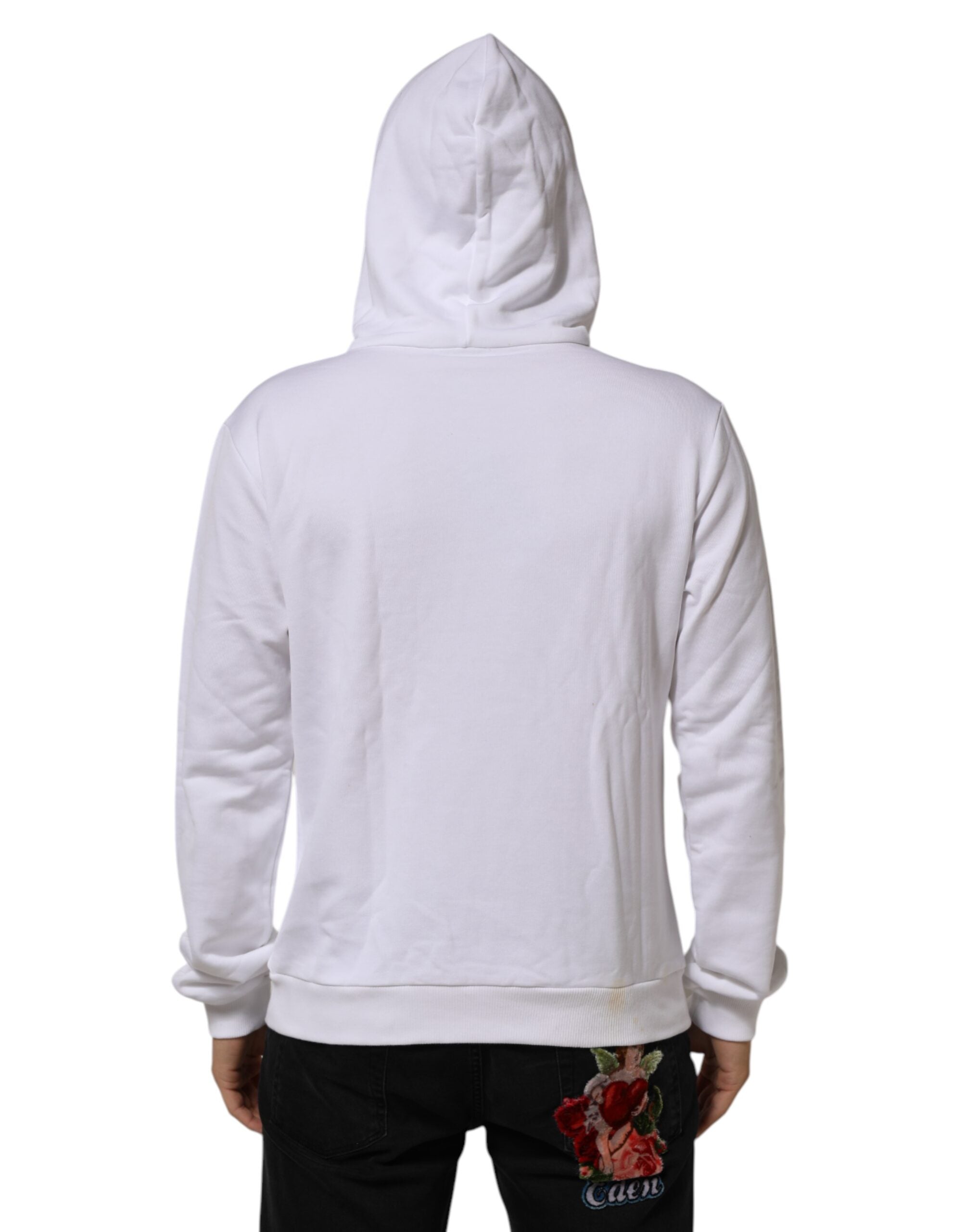 Sweat-shirt à capuche blanc Dolce & Gabbana Sacred Heart avec motif de cœur religieux visible sur le devant.