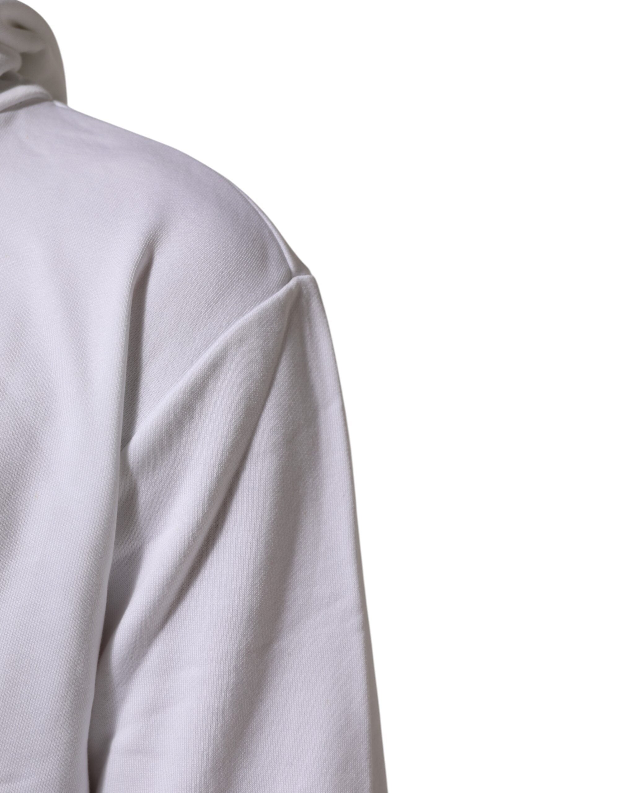 Sweat à capuche blanc Dolce & Gabbana Sacré-Cœur, pull-over en coton avec logo et motif religieux visible sur le devant.