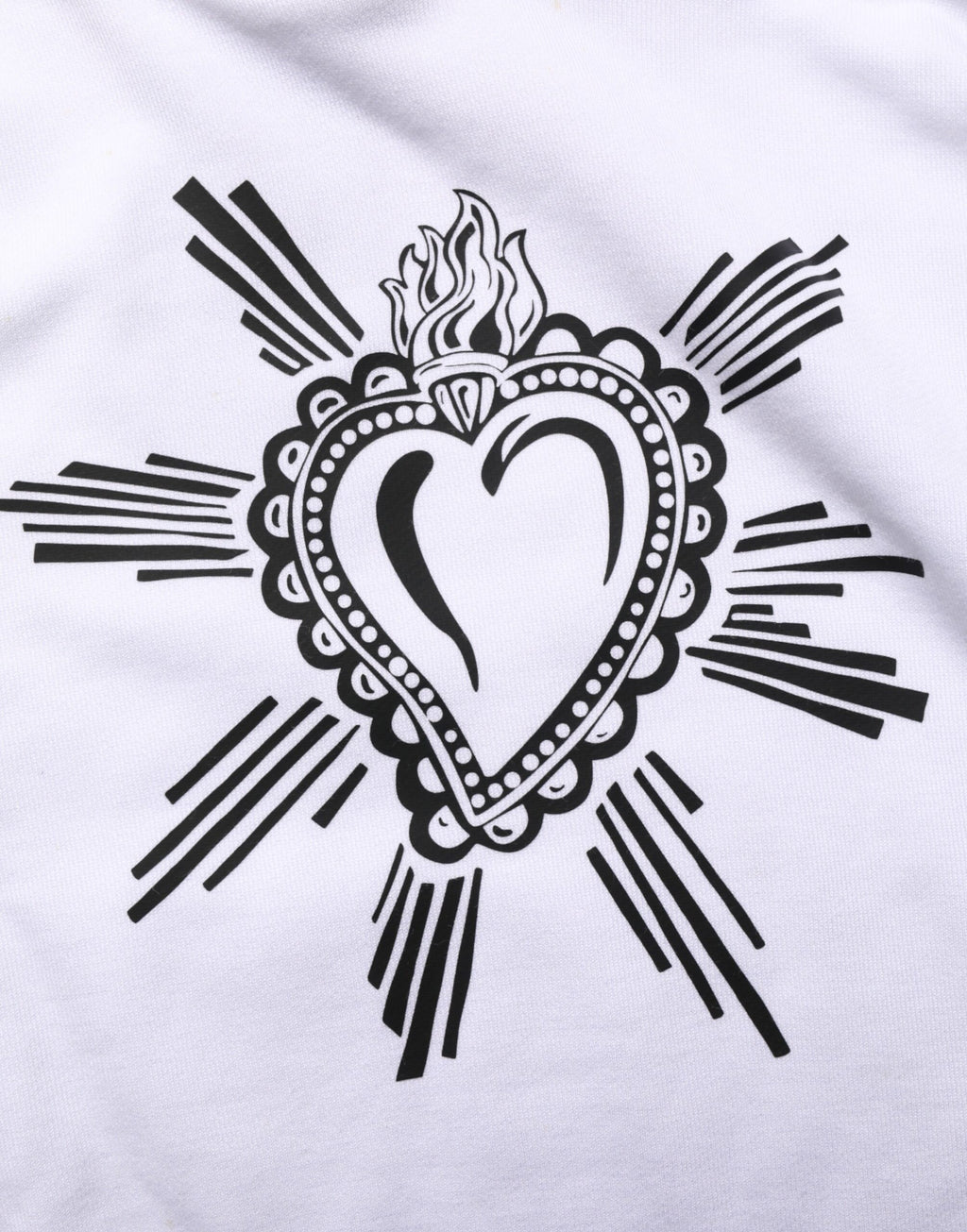 Sweat à capuche blanc Dolce & Gabbana Sacred Heart, pull-over en coton avec logo et motif cœur sacré visible sur le devant.