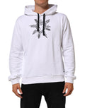 Sweat-shirt à capuche blanc Dolce & Gabbana Sacred Heart, pull-over en coton avec motif religieux, élégant et confortable.
