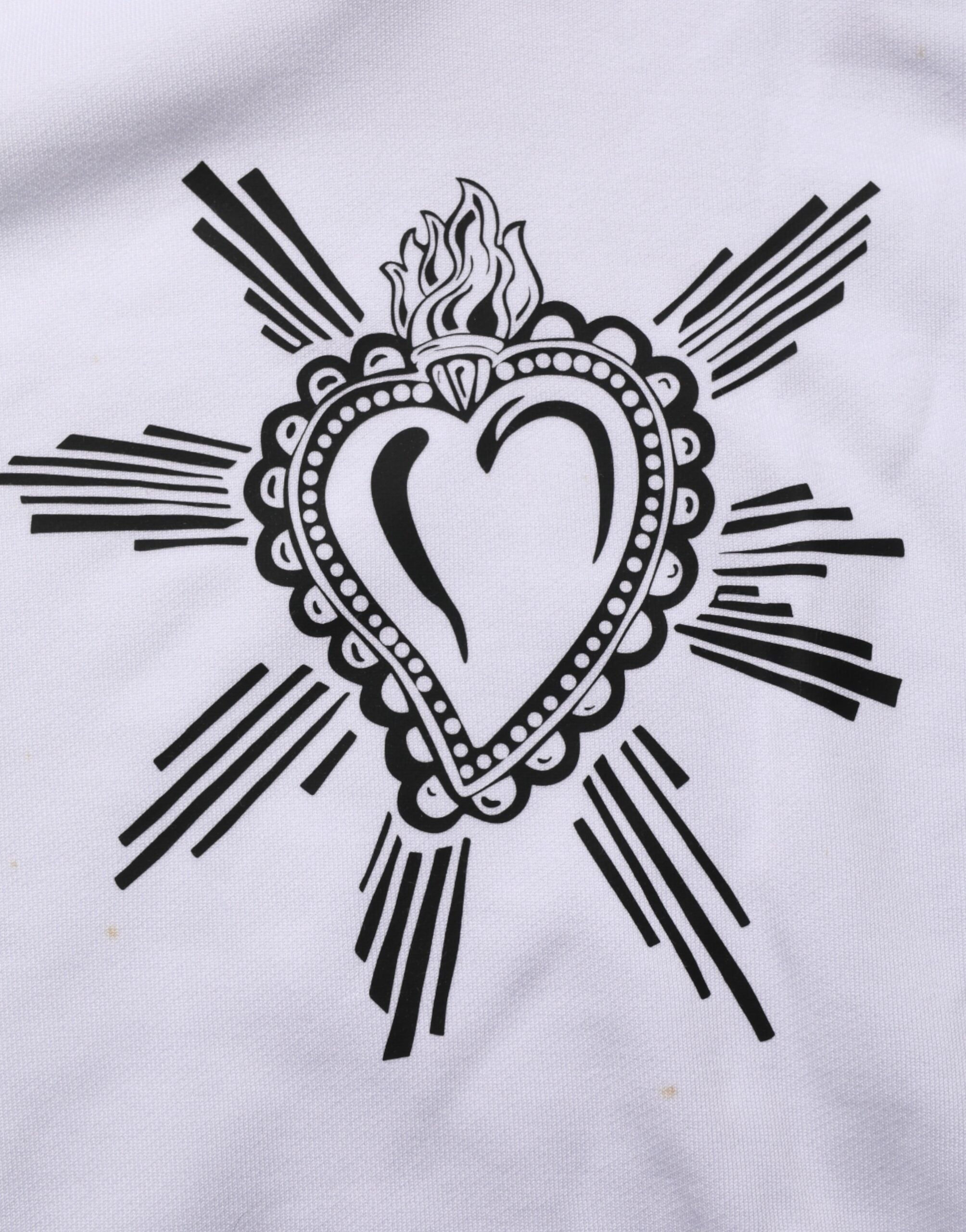 Sweat à capuche blanc Dolce & Gabbana Sacred Heart, pull-over en coton avec motif sacré sur la poitrine.