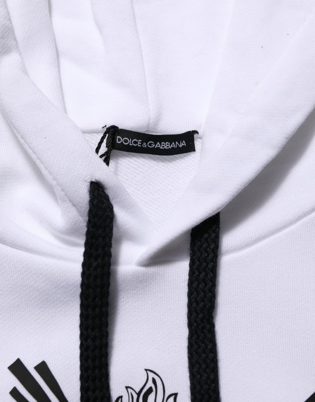 Sweat à capuche blanc Dolce & Gabbana Sacred Heart, pull à capuche en coton avec motif cœur sacré visible sur le devant.