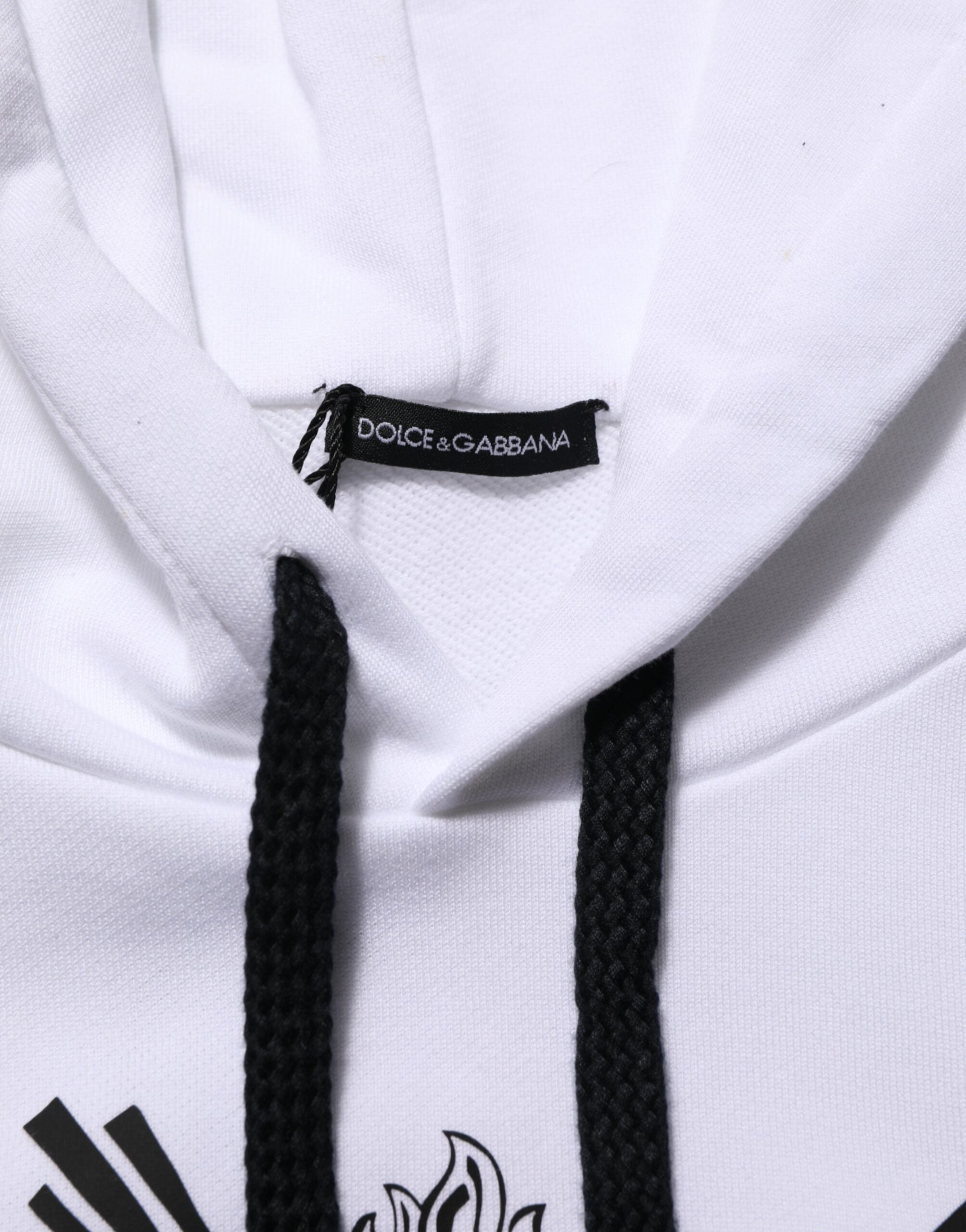 Sweat à capuche blanc Dolce & Gabbana Sacred Heart, pull à capuche en coton avec motif cœur sacré visible sur le devant.