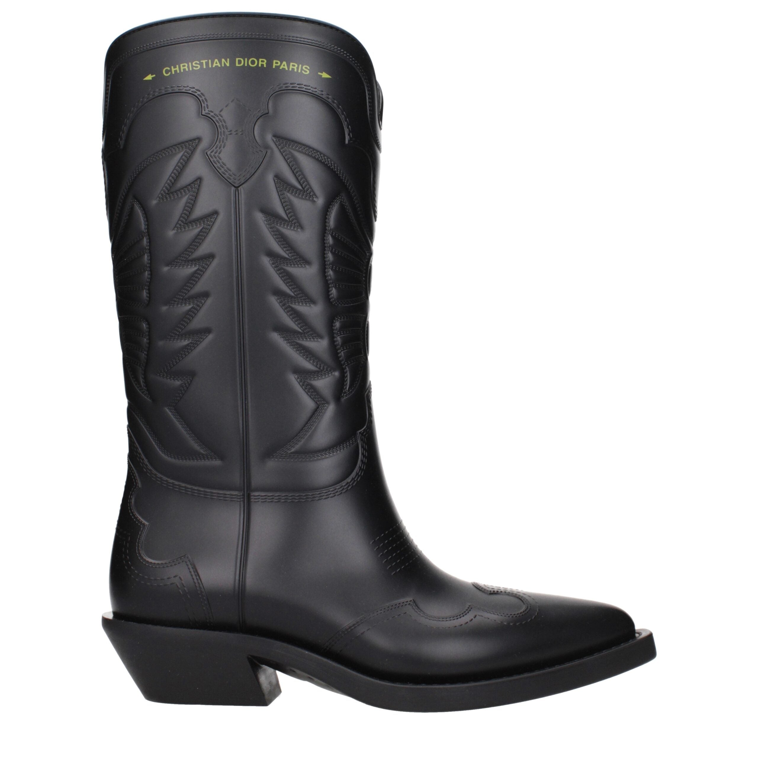 Bottes en coton noires Christian Dior, élégantes et modernes, avec détails sophistiqués visibles sur l'image.