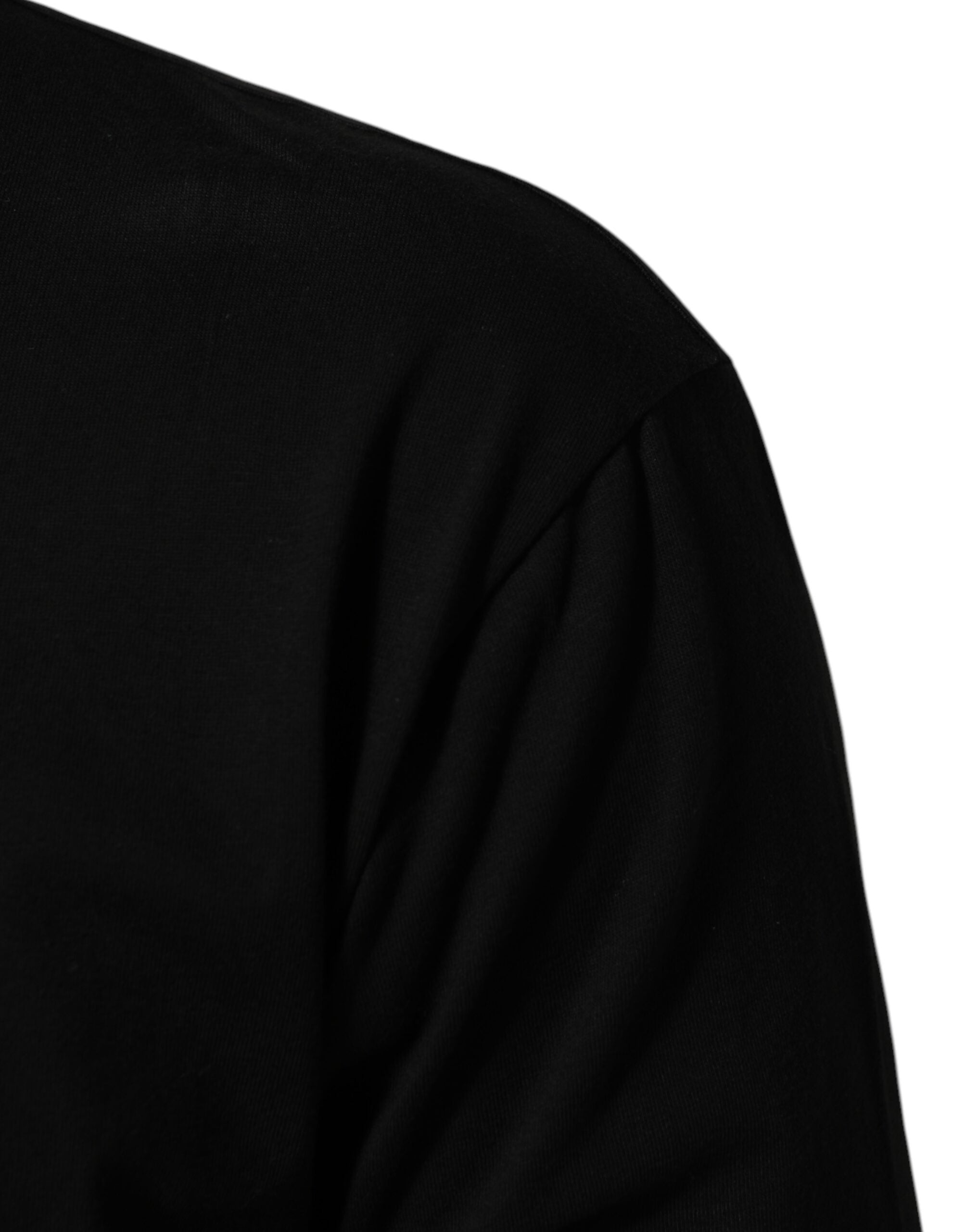 T-shirt homme noir en coton Dolce & Gabbana avec col rond et design épuré, vue de face.