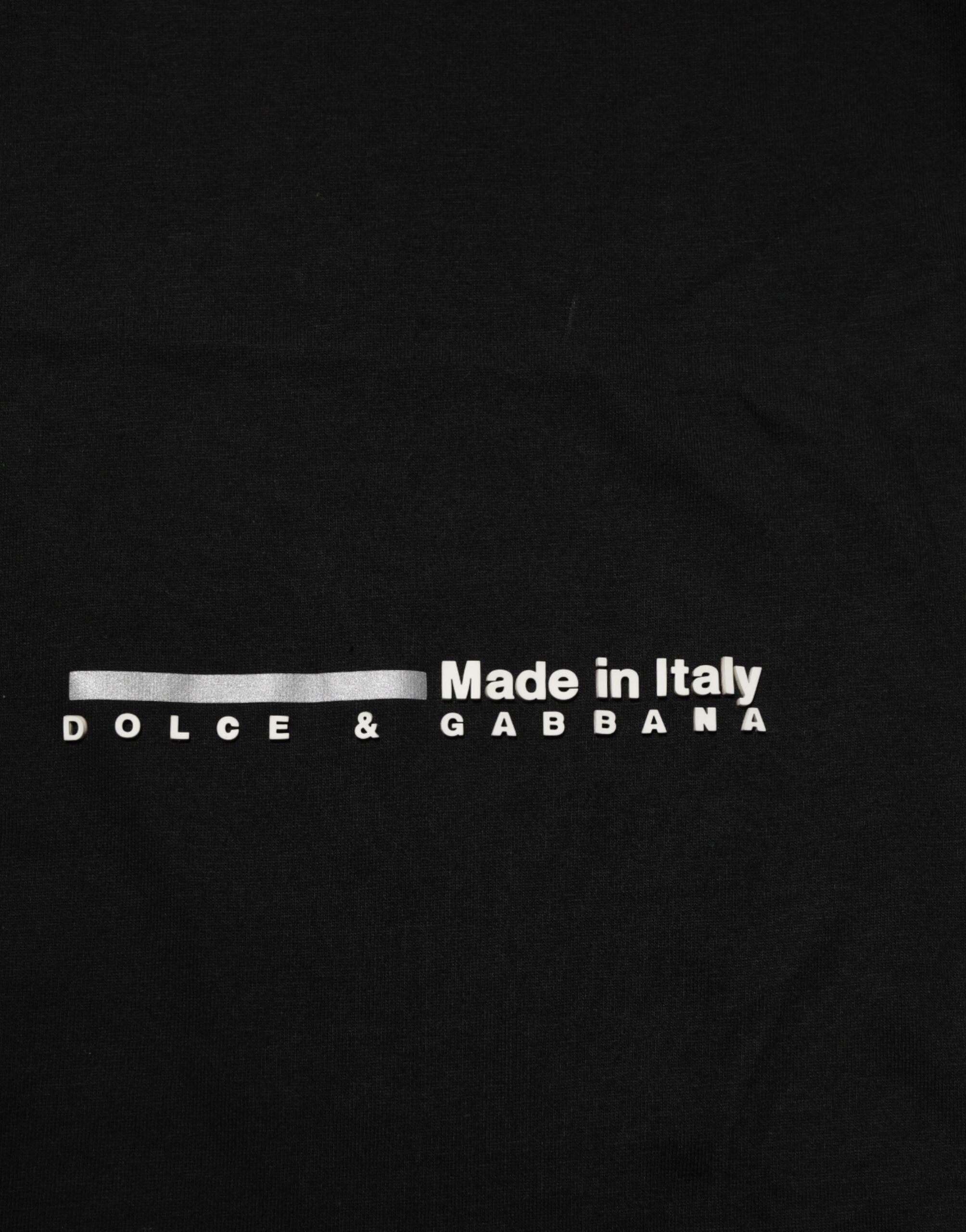 T-shirt homme Dolce & Gabbana en coton noir à col rond, style statement avec logo distinctif sur le devant.