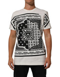 T-shirt blanc Dolce & Gabbana en coton avec motif bandana logo pour homme, vue de face.