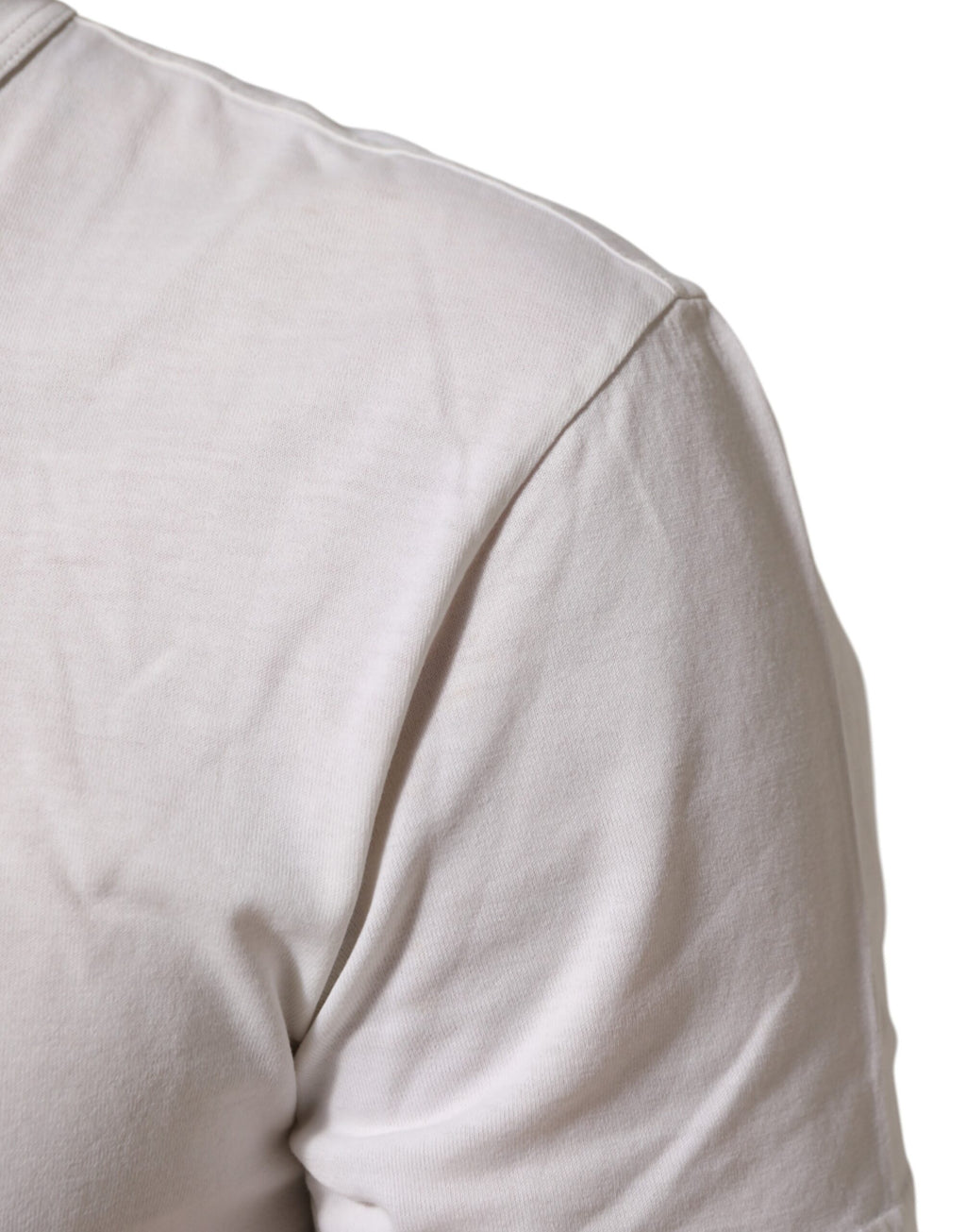 T-shirt homme blanc Dolce & Gabbana en coton avec logo imprimé sur le devant, col rond, style décontracté.