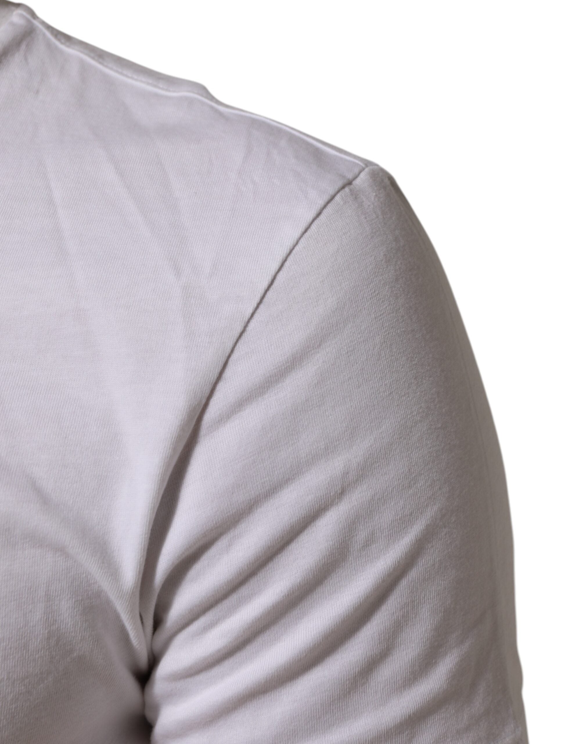 T-shirt blanc en coton Dolce & Gabbana avec logo imprimé, col ras du cou, pour homme.