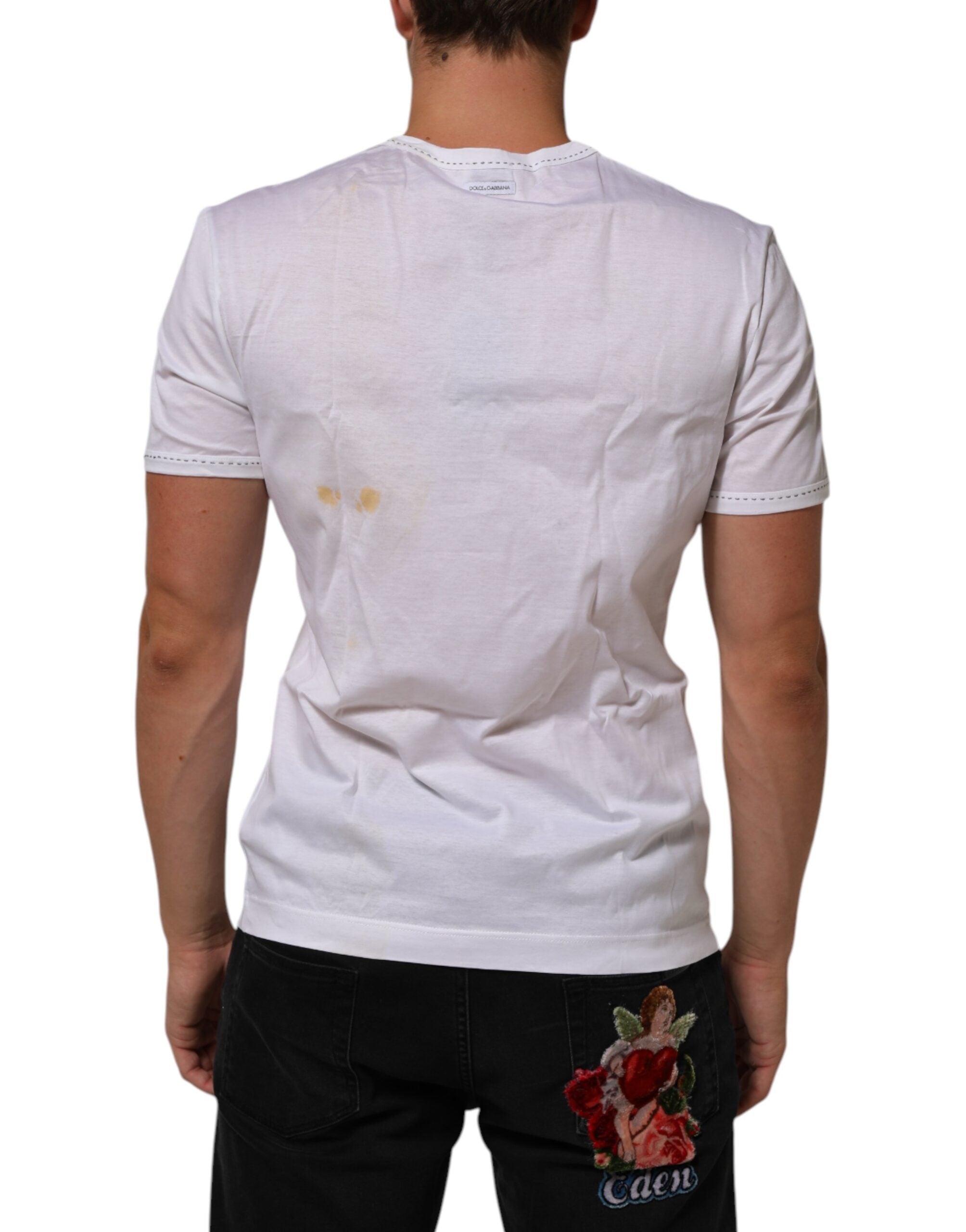 T-shirt blanc en coton Dolce & Gabbana à col rond, vêtement sous-vêtement élégant et confortable.