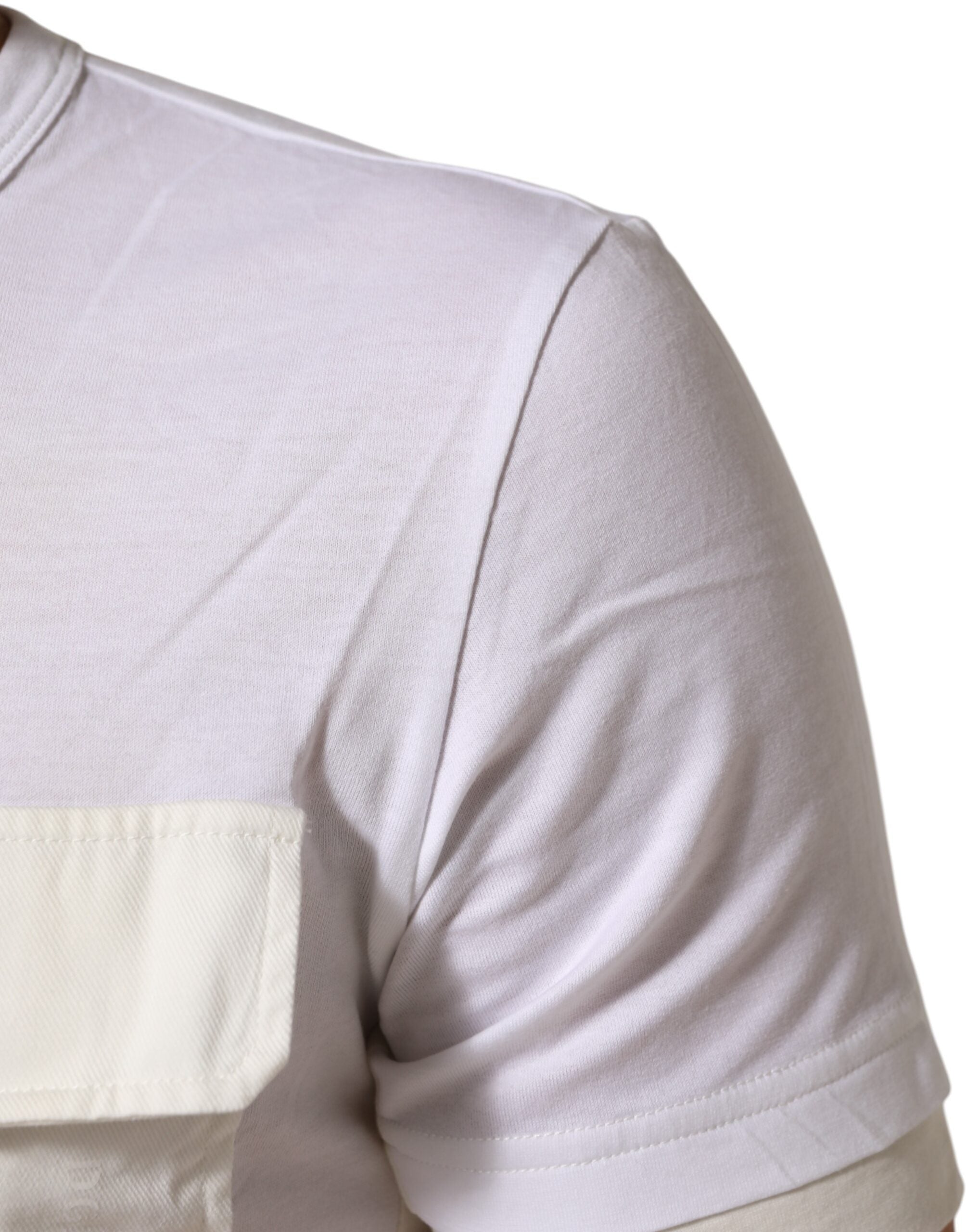 T-shirt homme blanc en coton Dolce & Gabbana avec poche sur la poitrine et col rond.